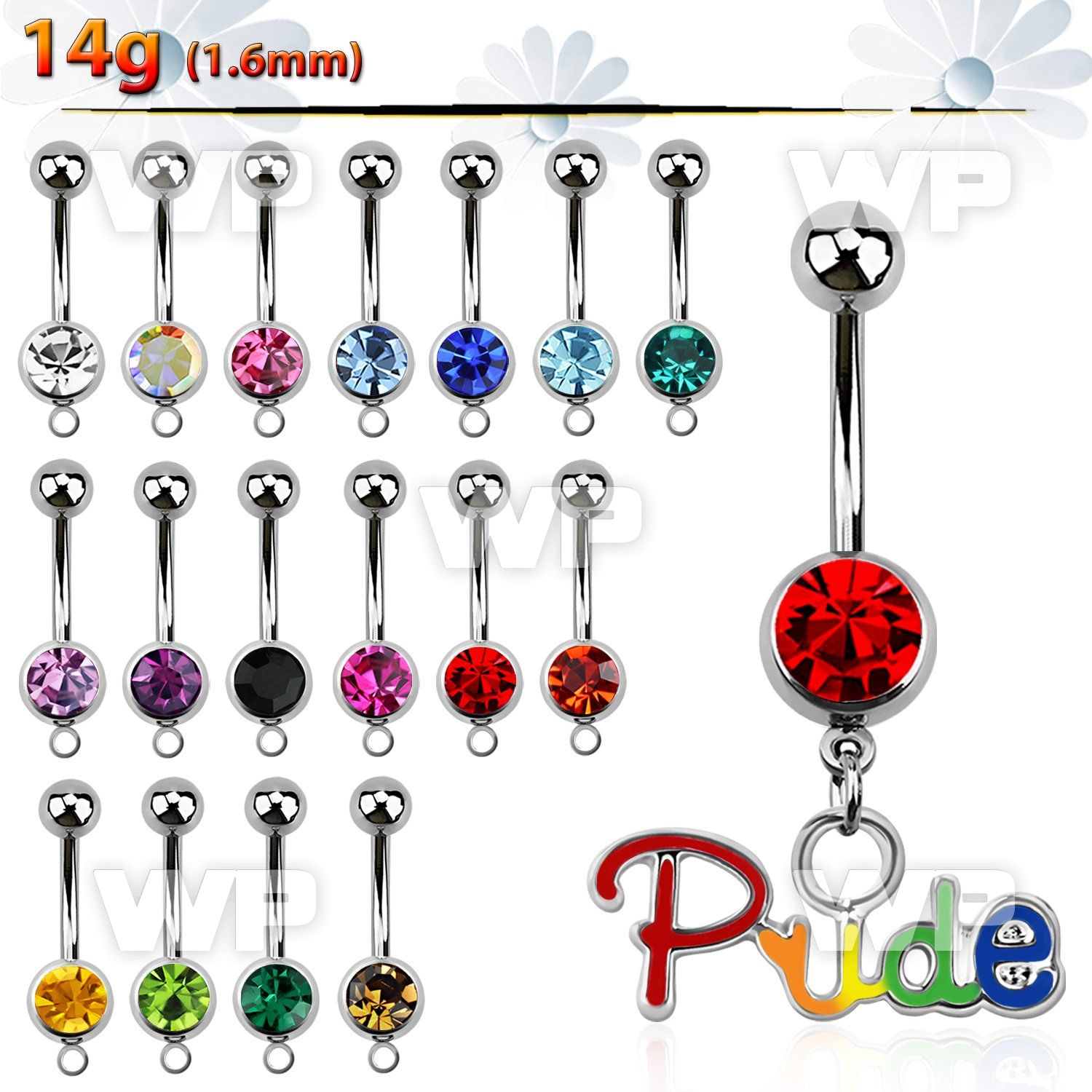 j61y0t steel belly ring 8mm press fit jewel ball dangling gay belly piercing