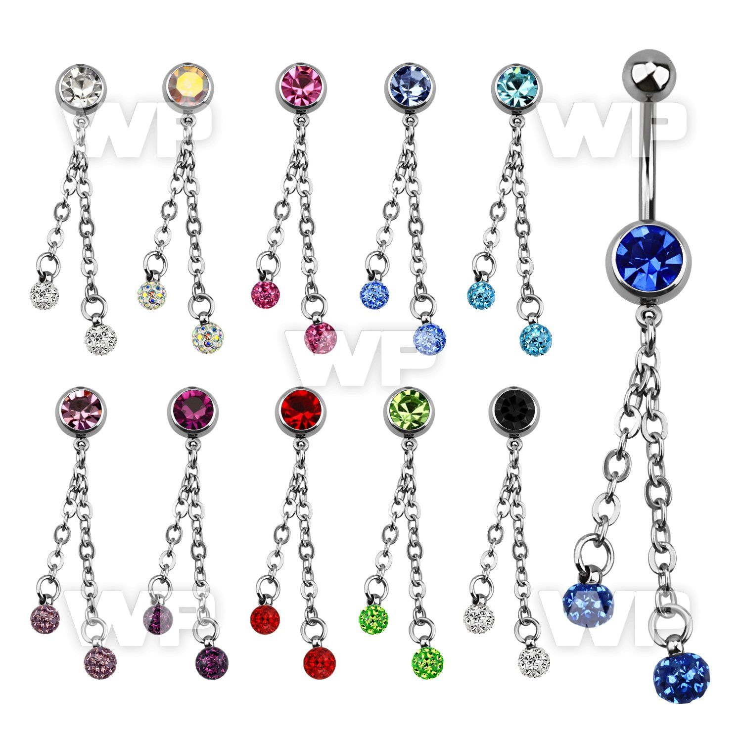 j61ykt steel belly ring w 8mm press fit lower jewel ball two belly piercing