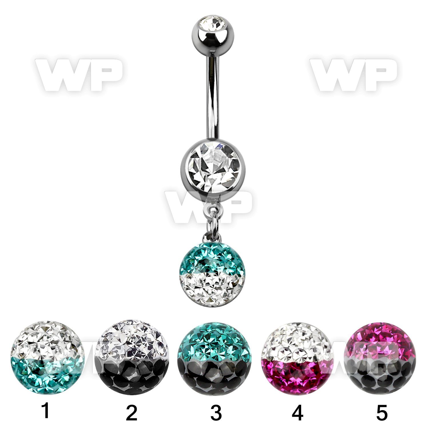 j61ykyfw steel belly ring press fit double jewel ball dangling belly piercing