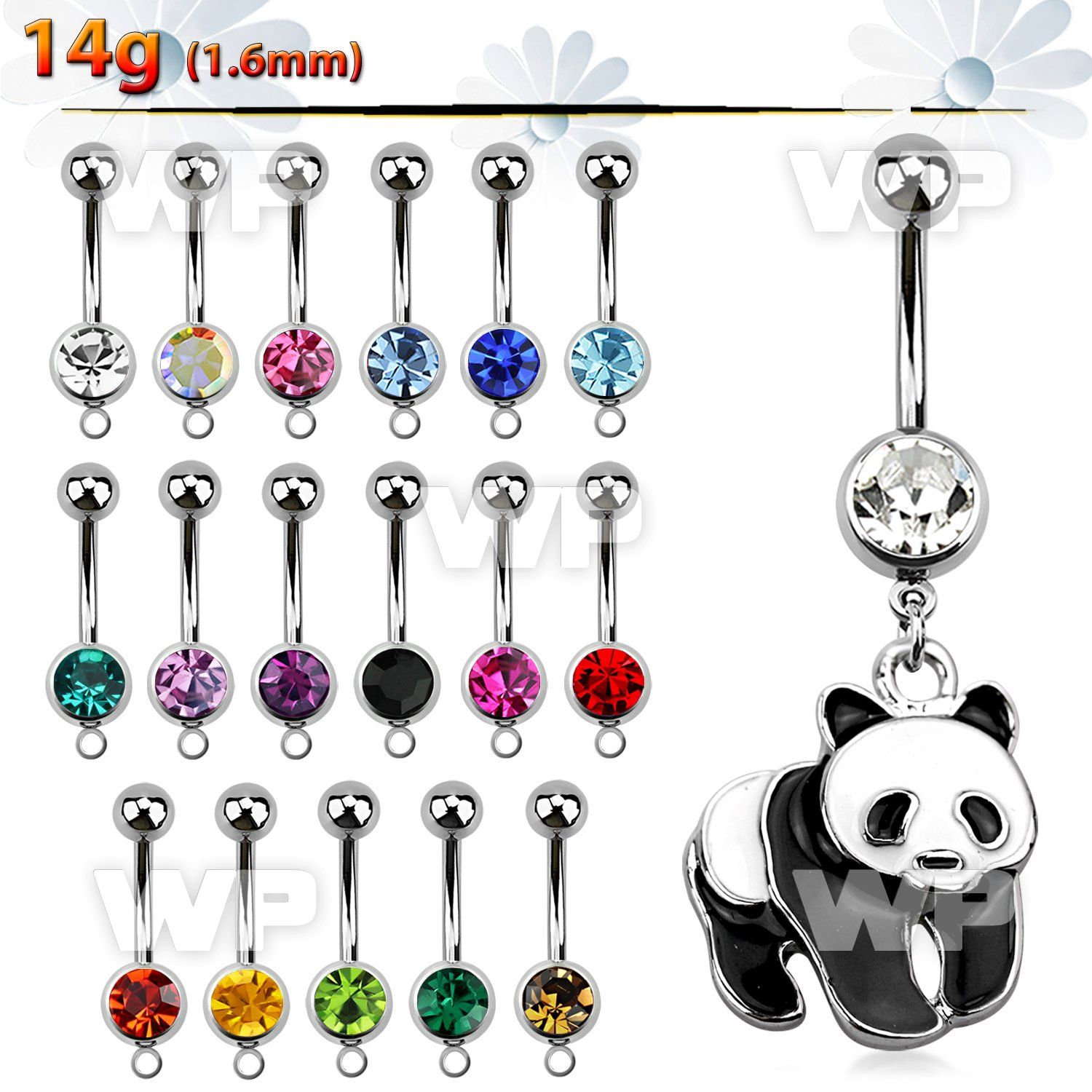 j61ytt steel belly ring w dangling painted p a shaped dangling belly piercing
