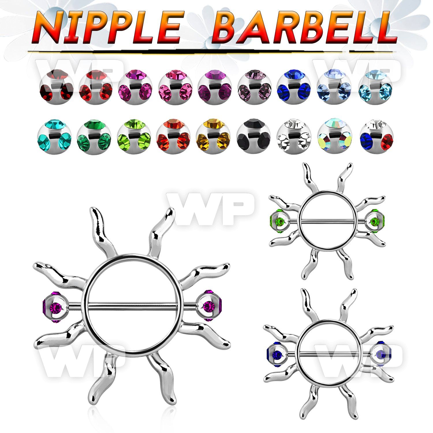 jcumep0 sun shaped janet jackson type nipple shield surgical stee nipple piercing