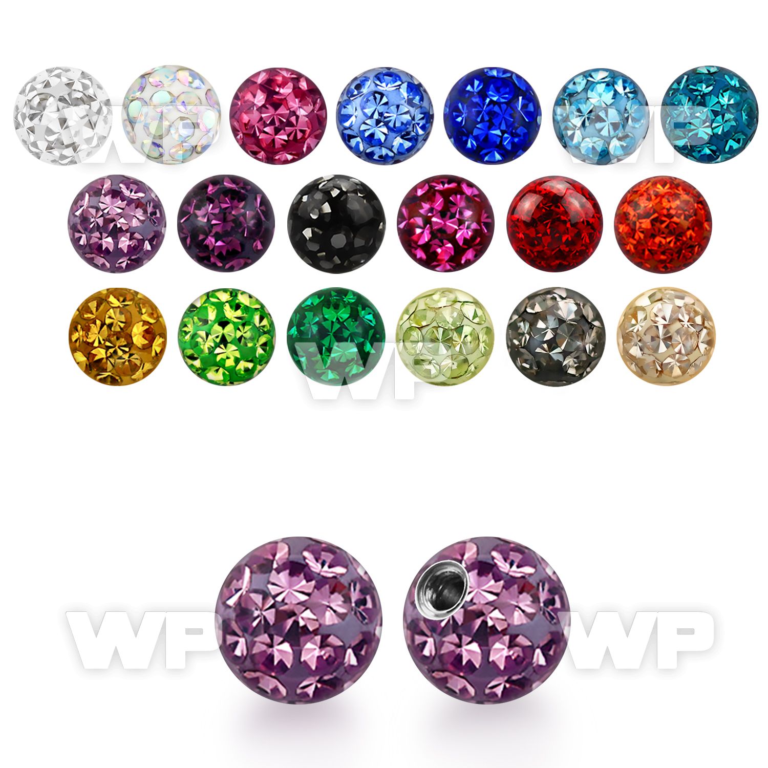 jdas 5mm multi crystal ball epoxy cover 1 6mm threading 