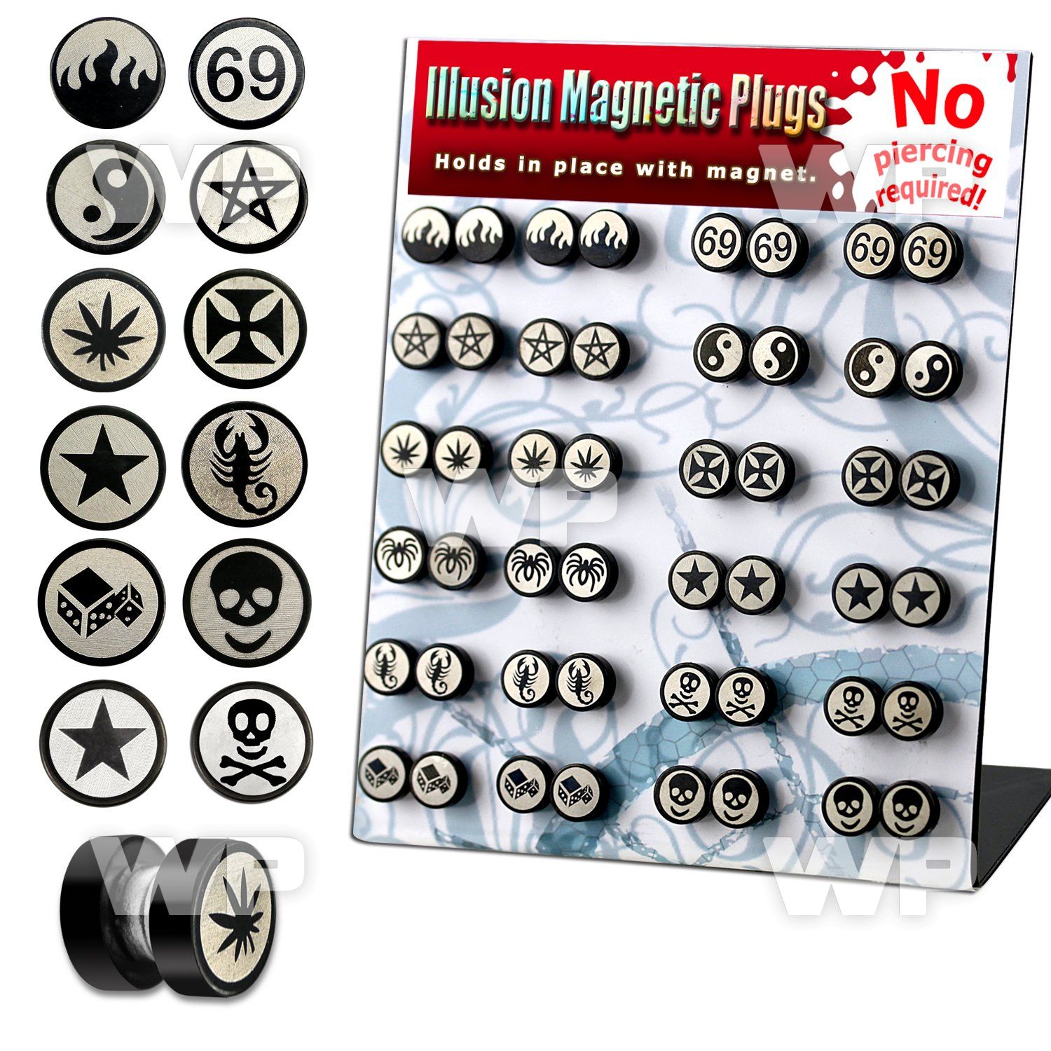 ji8mb display with black ion plated magnetic fake cheater plugs belly piercing