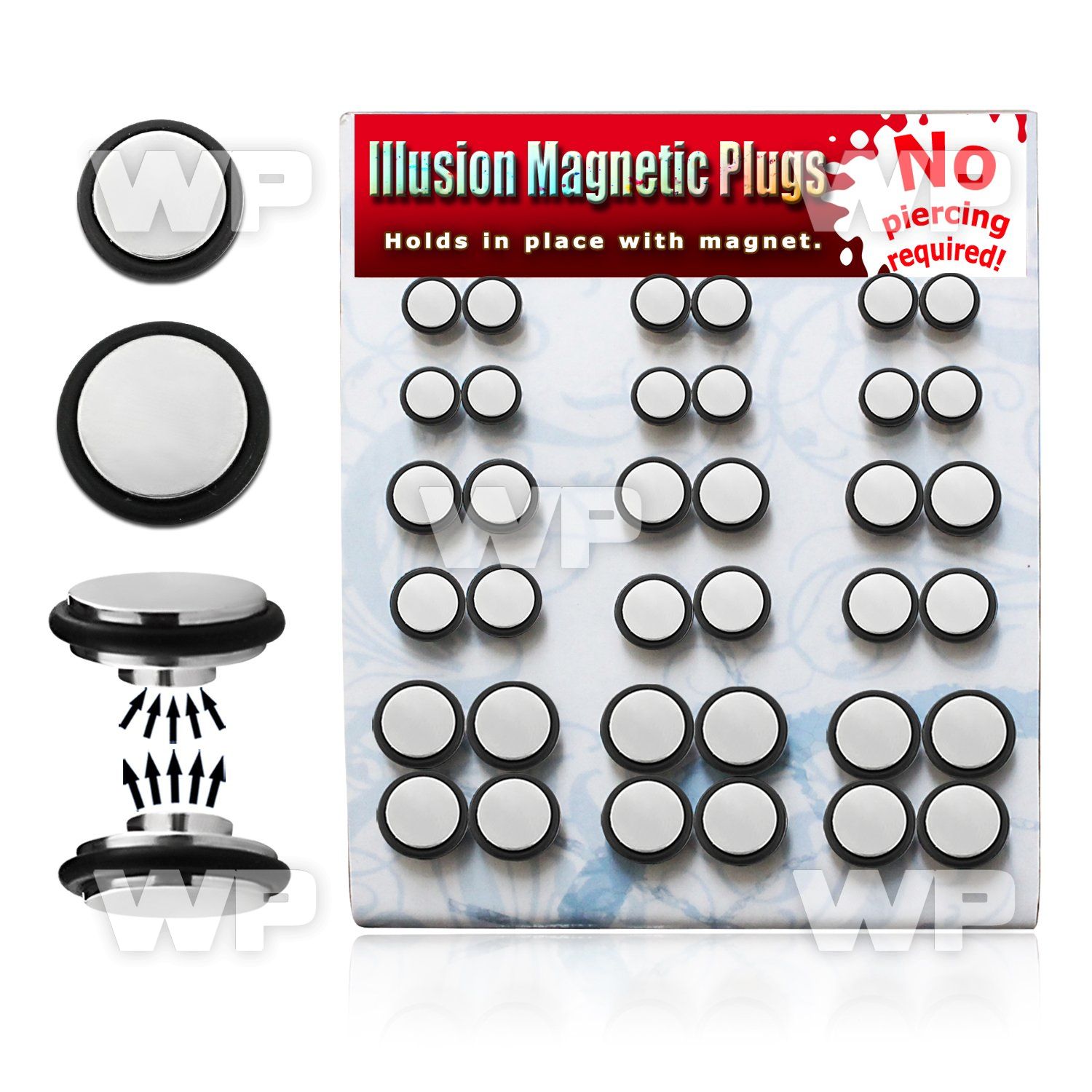 jijma0 display with of steel magnetic fake cheater plugs o ring belly piercing