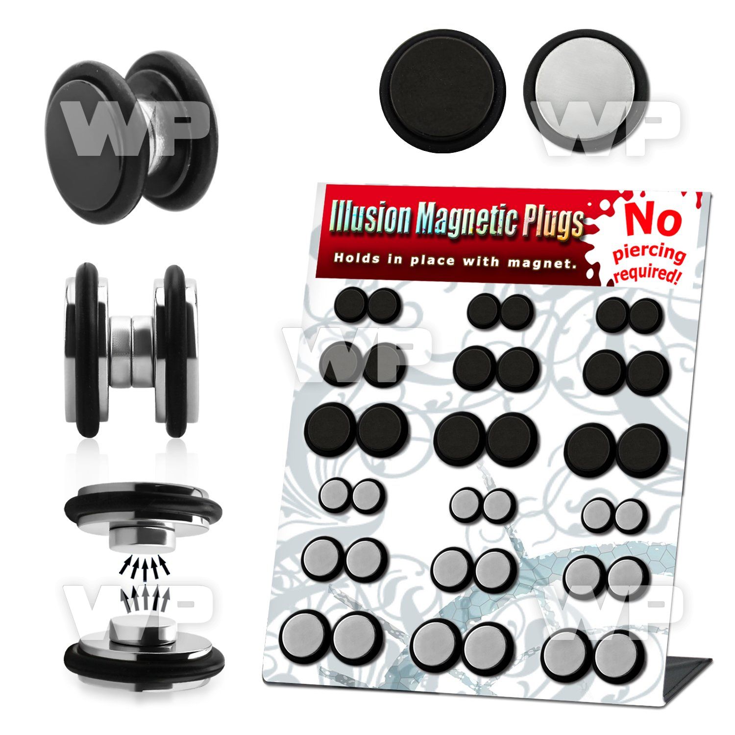 jijma display with of steel black ion plated steel magnetic belly piercing