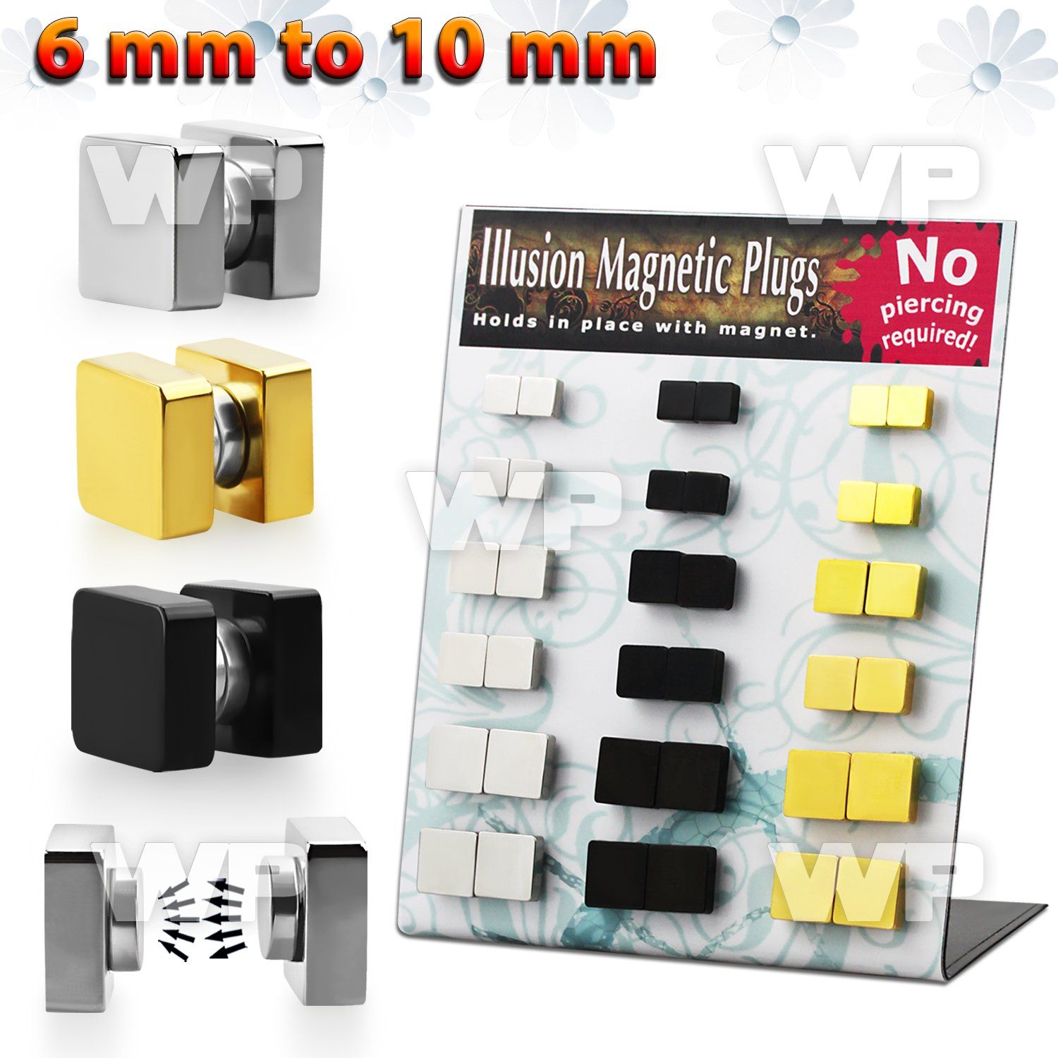 jijmaet display with of square steel black d gold ion plated 