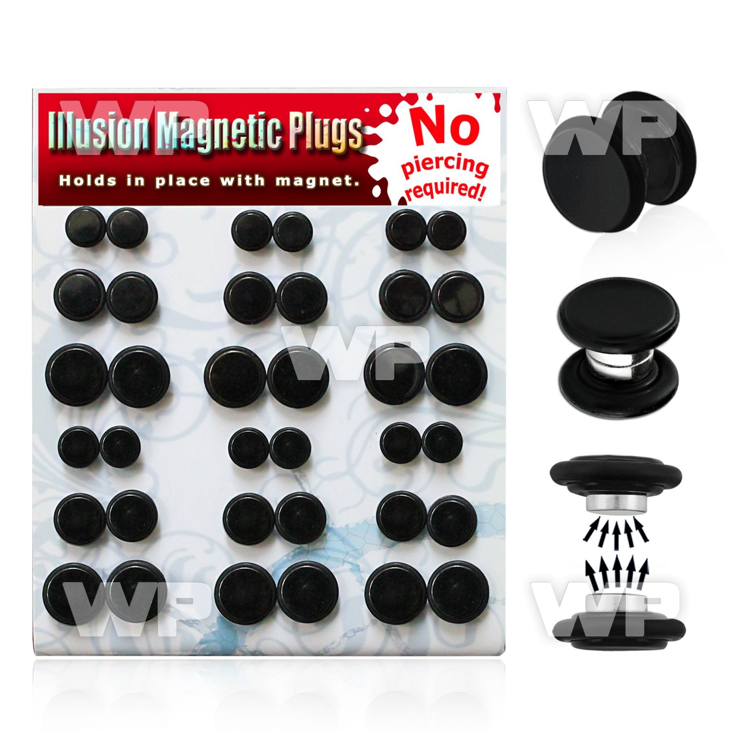 jijmak display with of black ion plated steel magnetic fake chea belly piercing