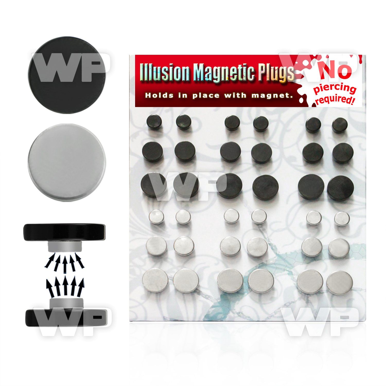 jijmas display with of steel black ion plated steel magnetic belly piercing