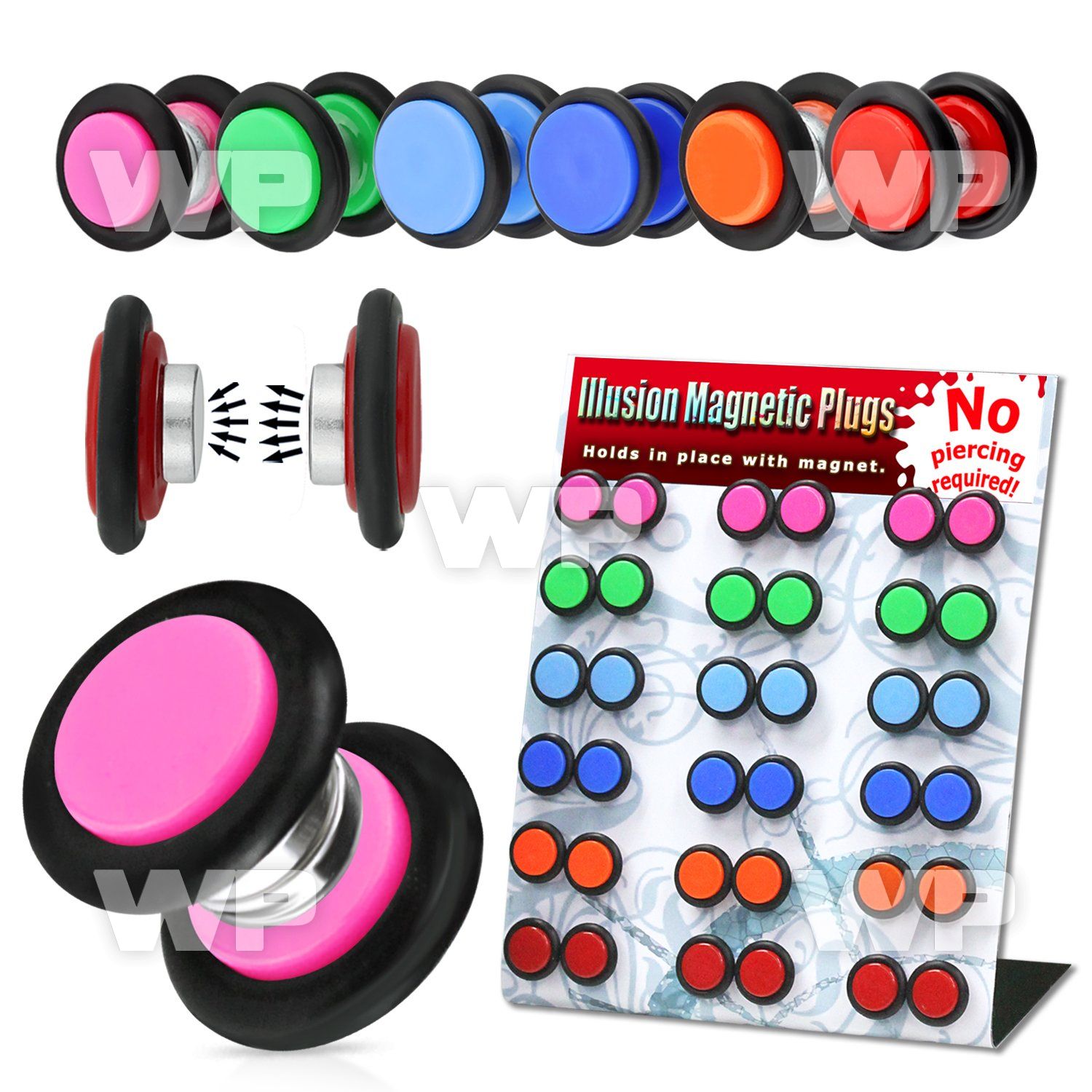 jijmay display with of magnetic fake cheater plugs o ring s in belly piercing