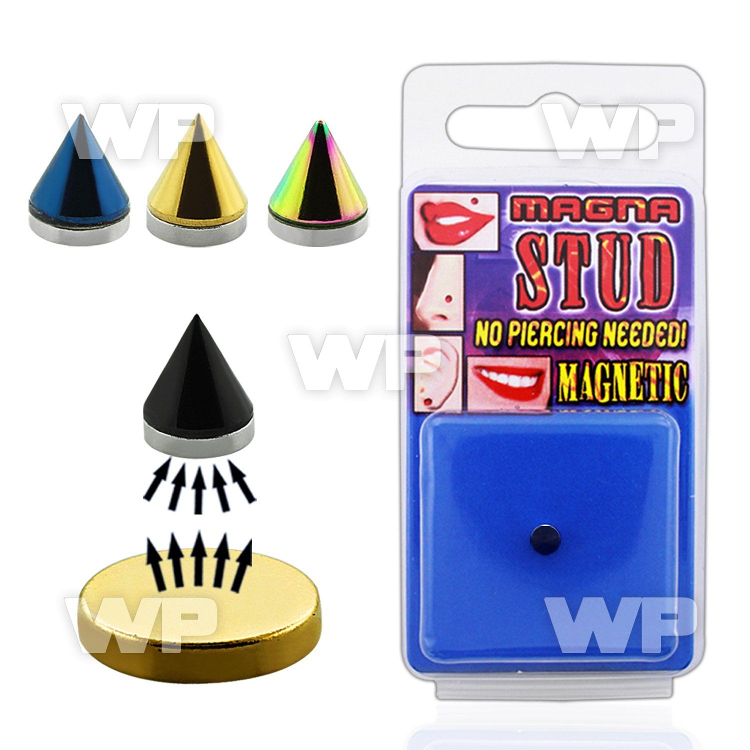 jimru0 4mm ion plated surgical steel cone shaped magna stud belly piercing