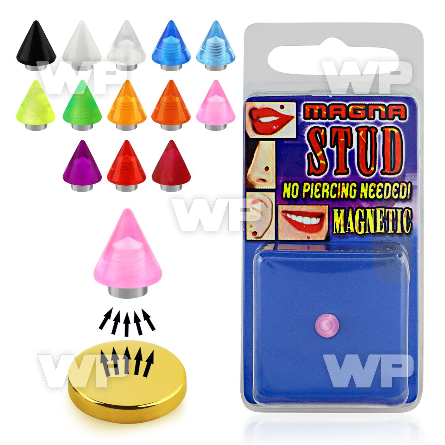 jiq6us 5mm acrylic uv cone magna stud belly piercing