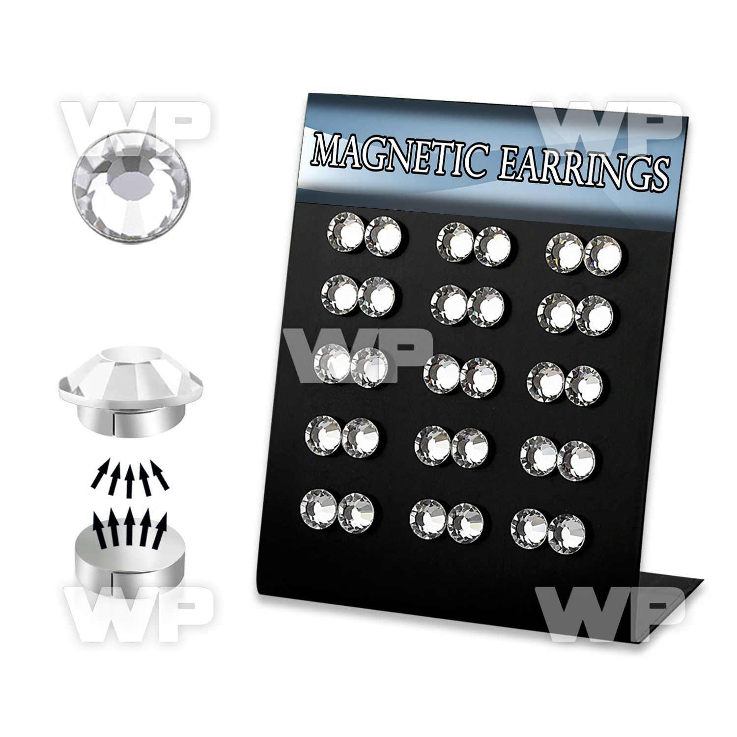 jits board with 8mm round crystal magnetic earring s in mixed belly piercing