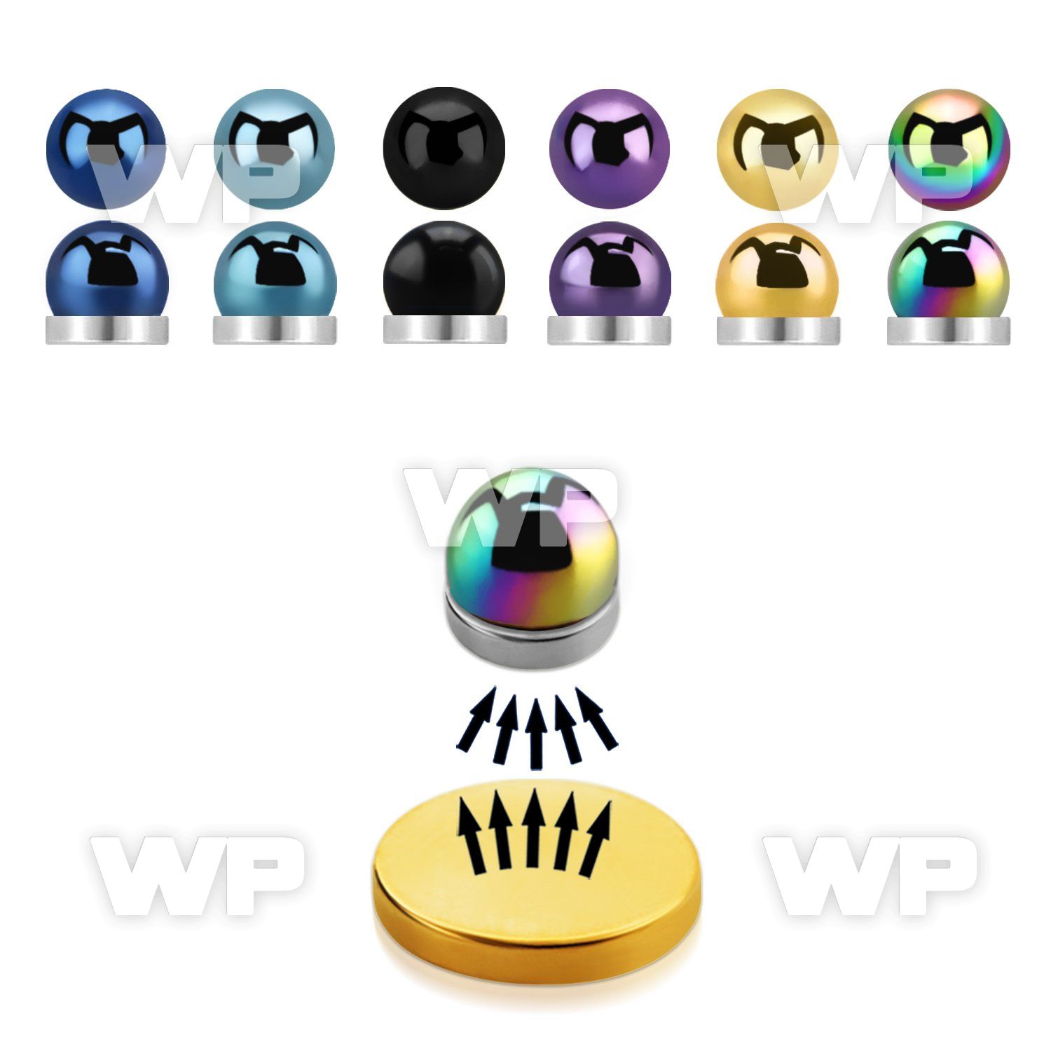 jixr4 4mm ion plated surgical steel half ball magna stud belly piercing