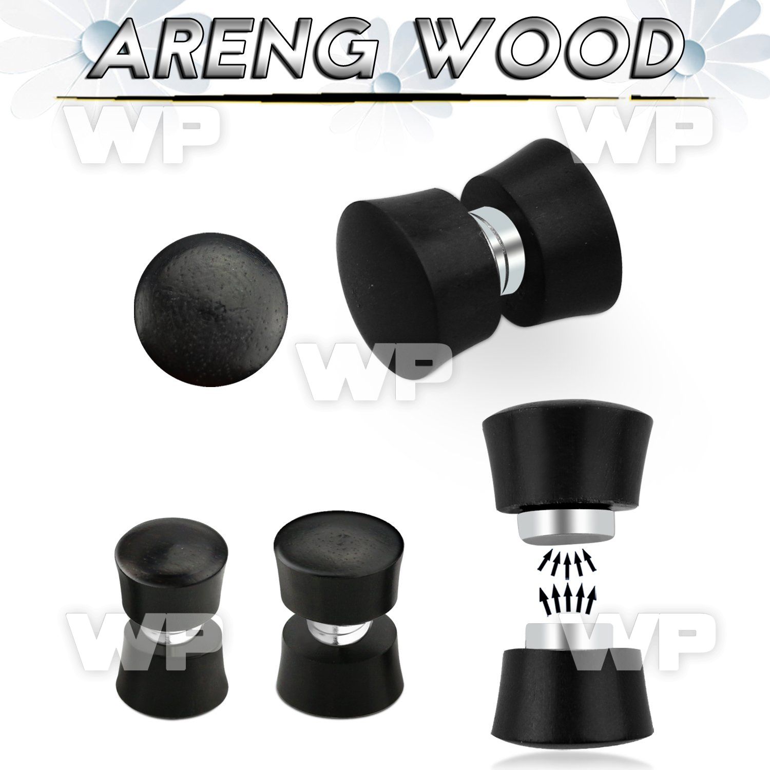 jm7aw black areng wood magnetic fake cheater plug 