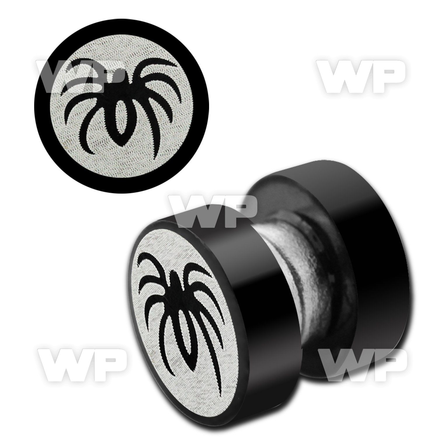 jmb3ee black ion plated steel magnetic fake plug laser etched ear lobe piercing