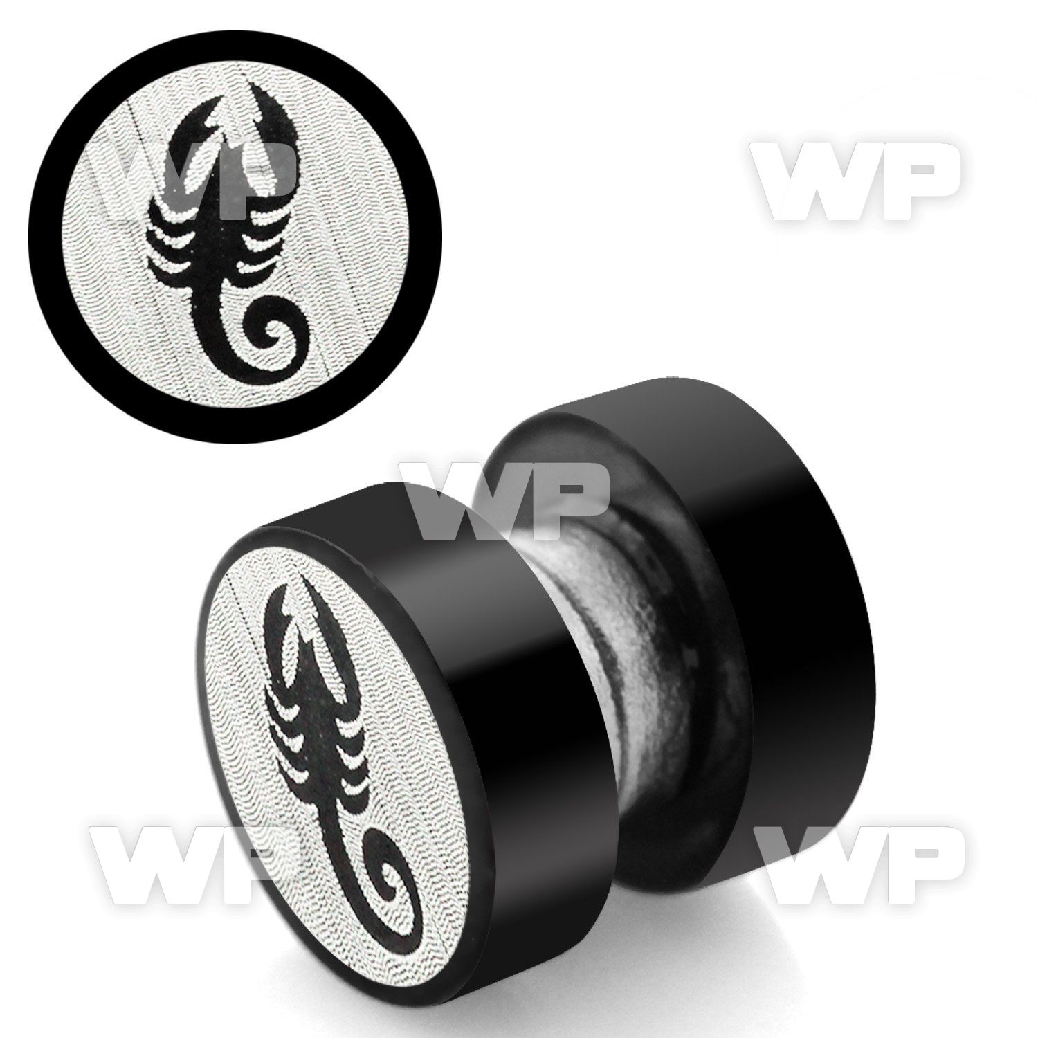 jmb3ek black ion plated steel magnetic fake plug laser etched belly piercing