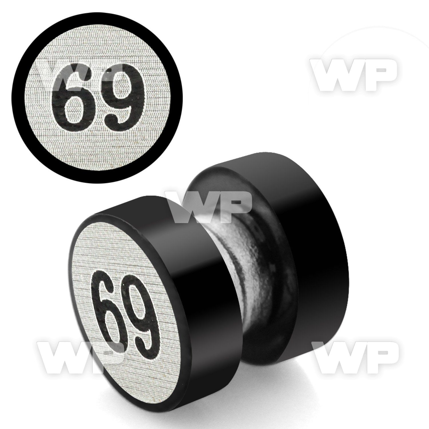 jmb3ep black ion plated steel magnetic fake plug laser etched belly piercing