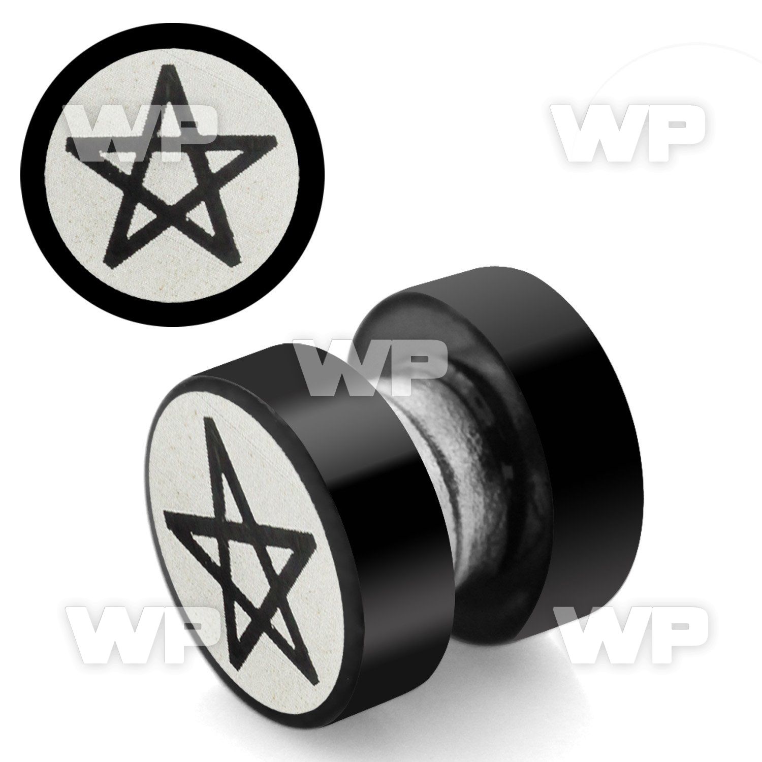 jmb3l black ion plated steel magnetic fake plug laser etched belly piercing