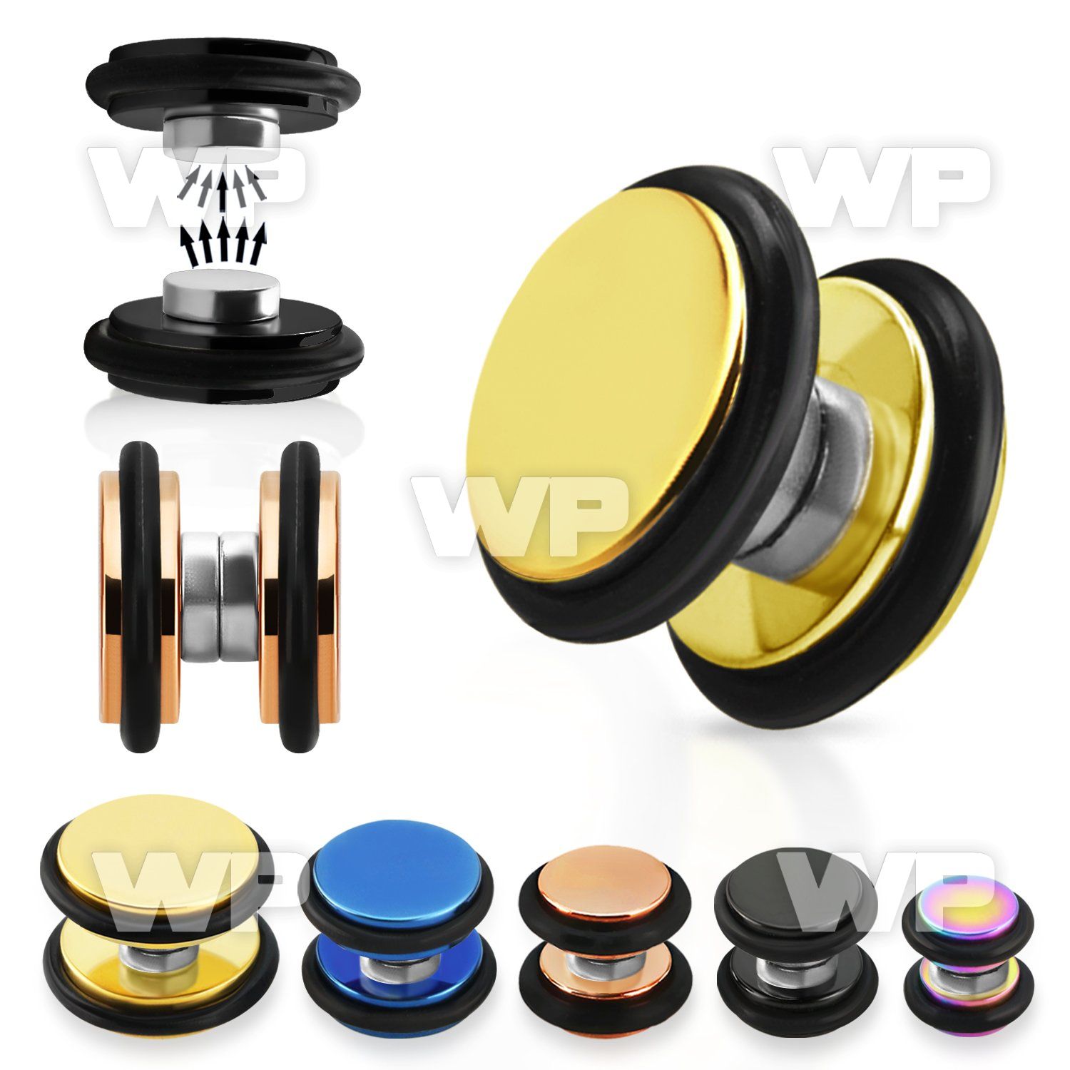 jmra ion plated steel magnetic fake plup rubber o ring belly piercing