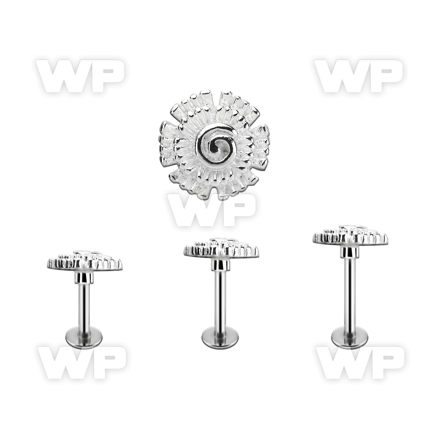 lbfw3 steel labret w a plain flower upper part