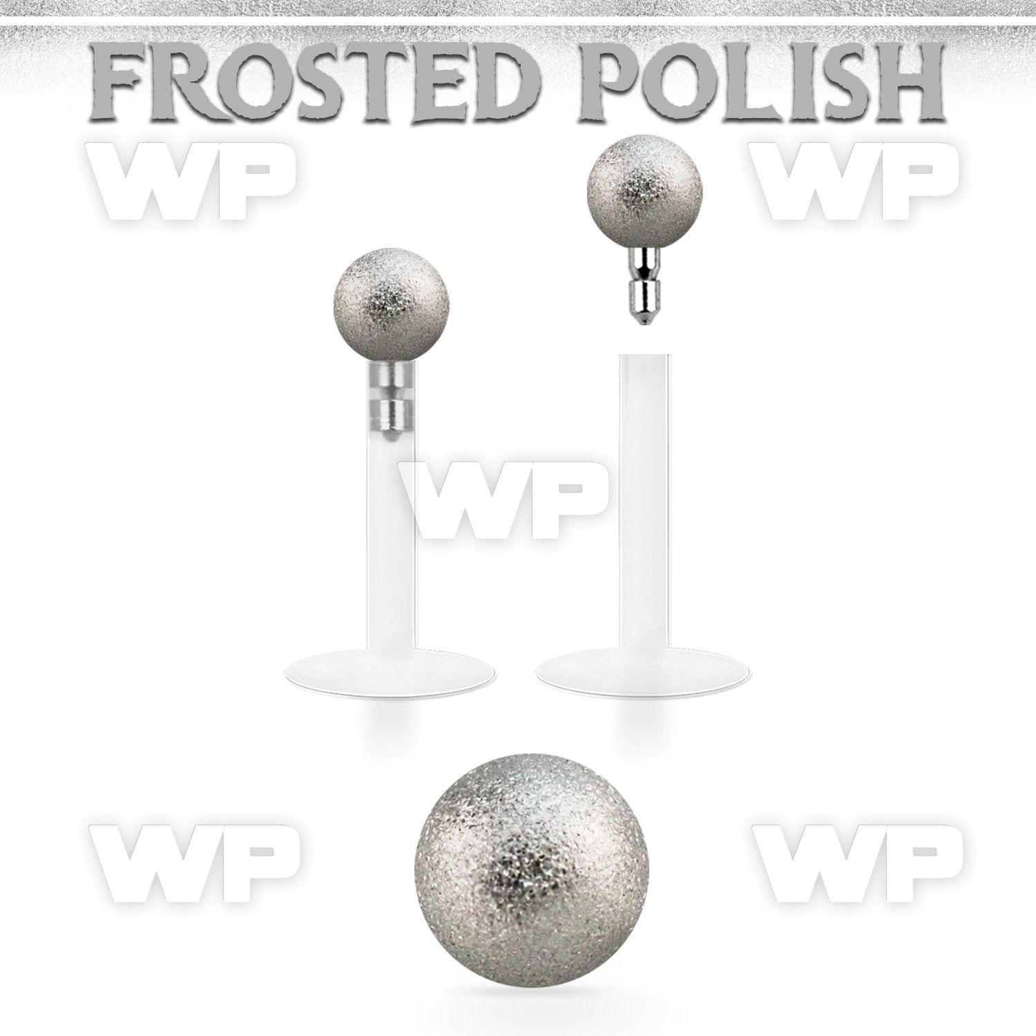 lbifo3 bbio flexible labret w a push in 3mm frosted steel ball