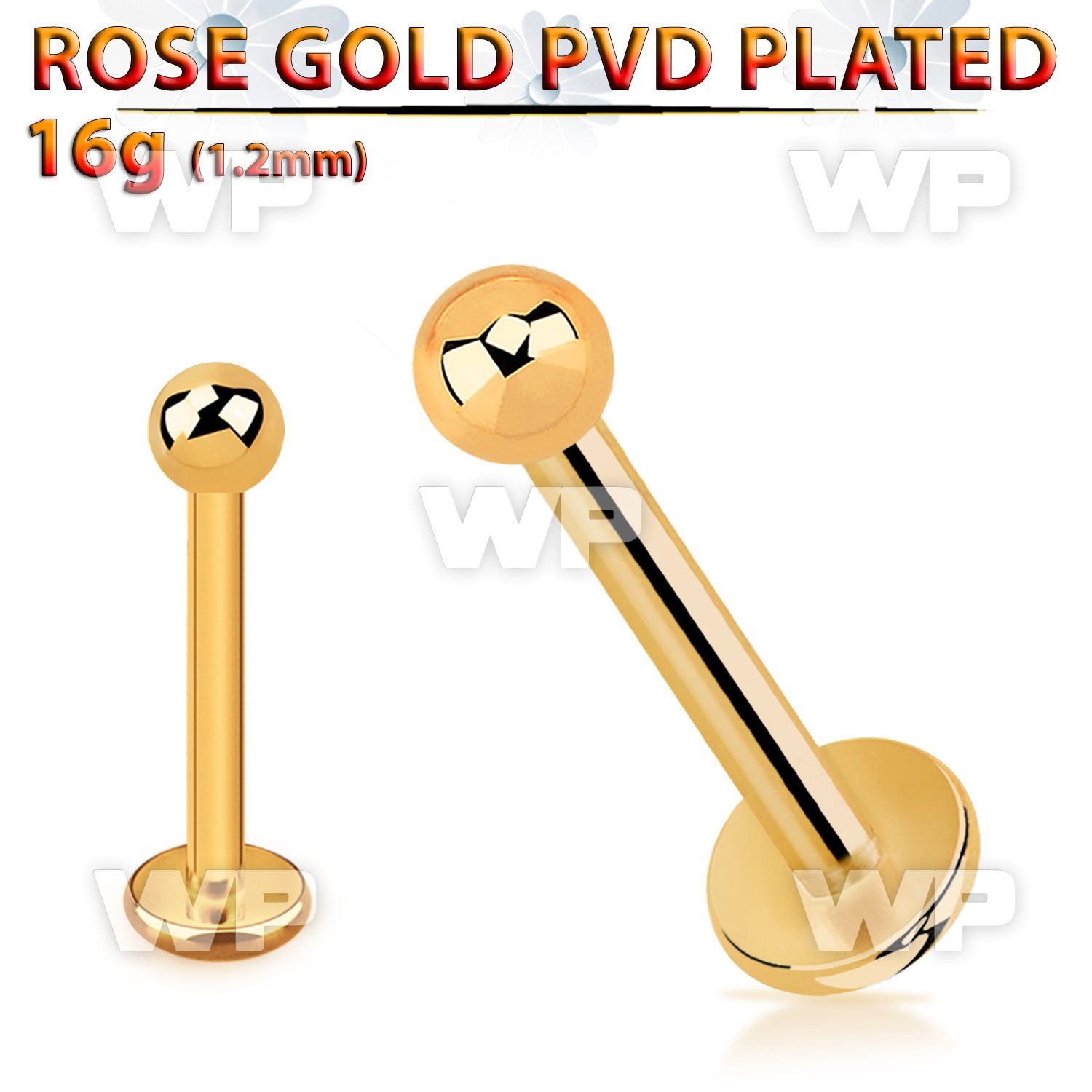 lbttb25 rose gold steel labret with a 2.5mm ball