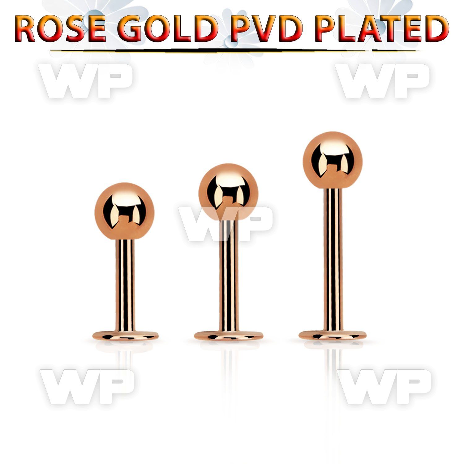 lbttb4s rose gold steel labret with a 4mm ball