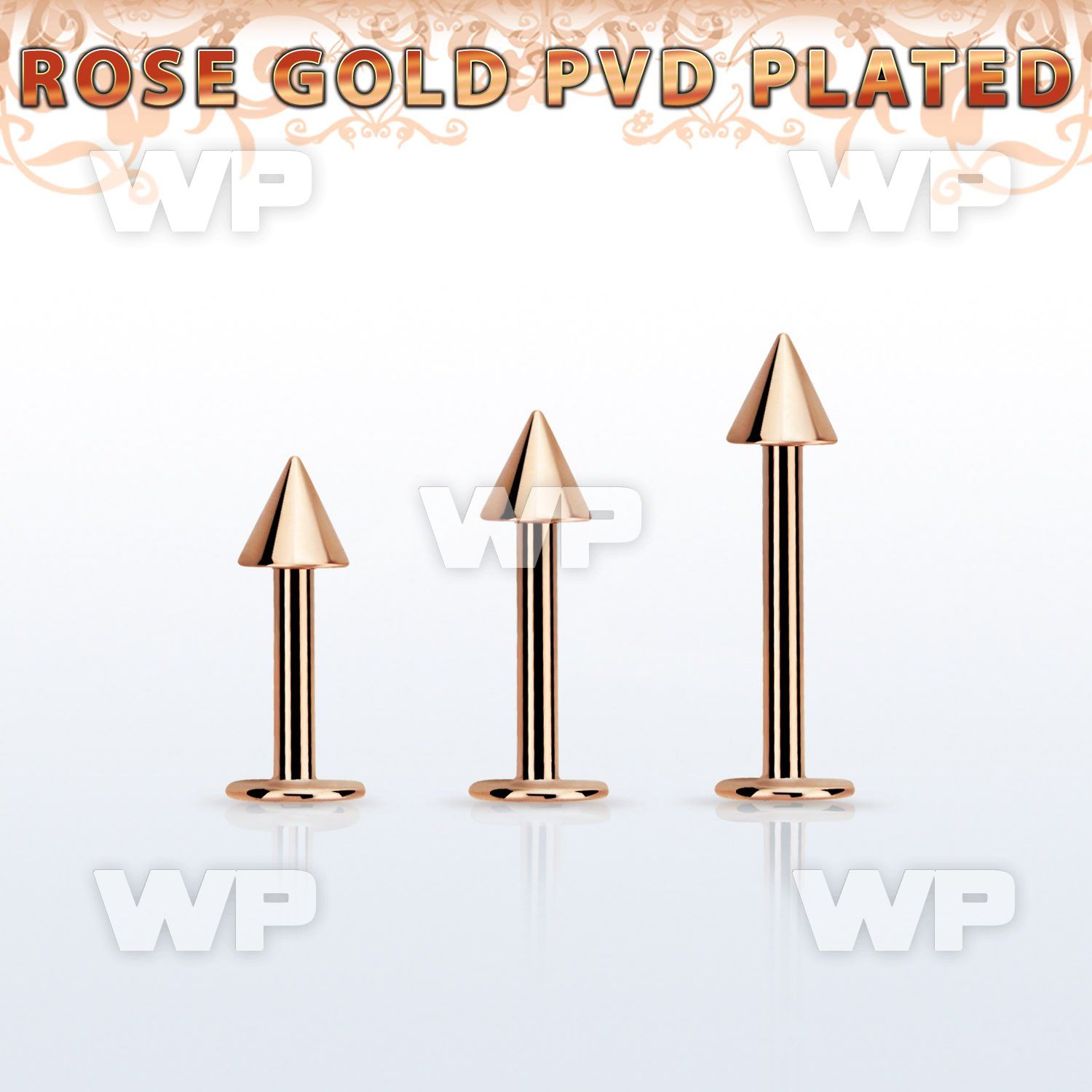 lbttcn4s rose gold steel labret with a 4mm cone