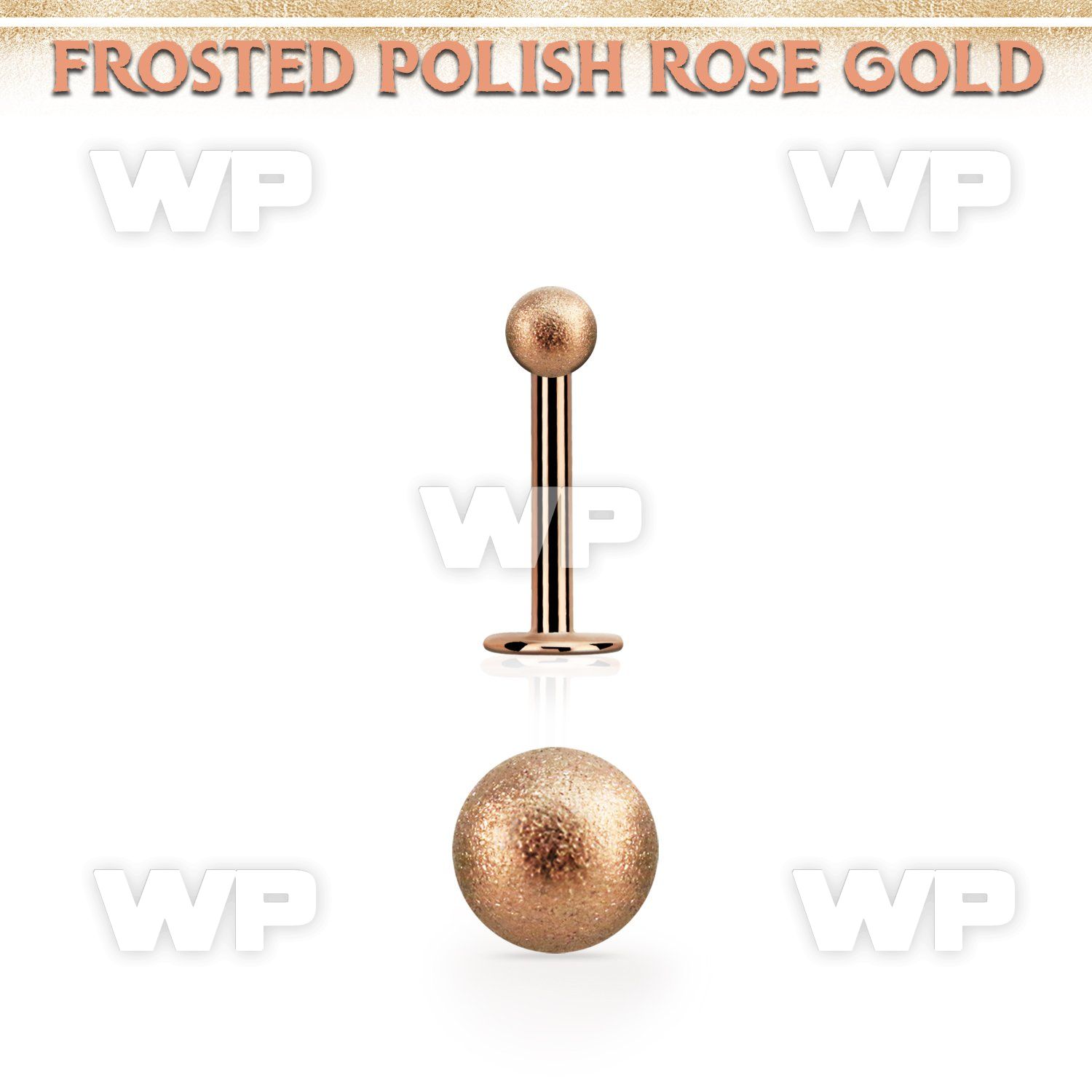 lbttfo3 rose gold 316l steel labret w a 3mm frosted steel ball