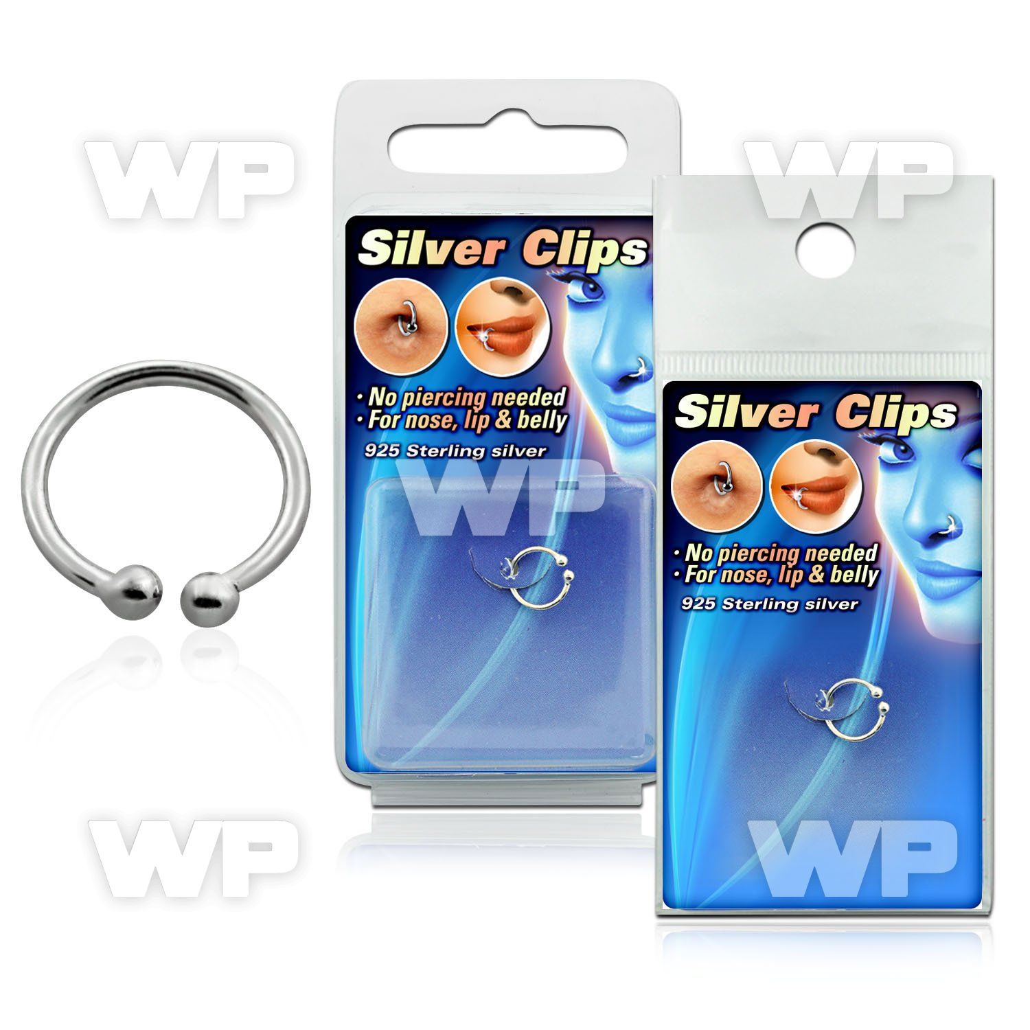 m236e fake silver 925 nose clip size 8mm belly piercing