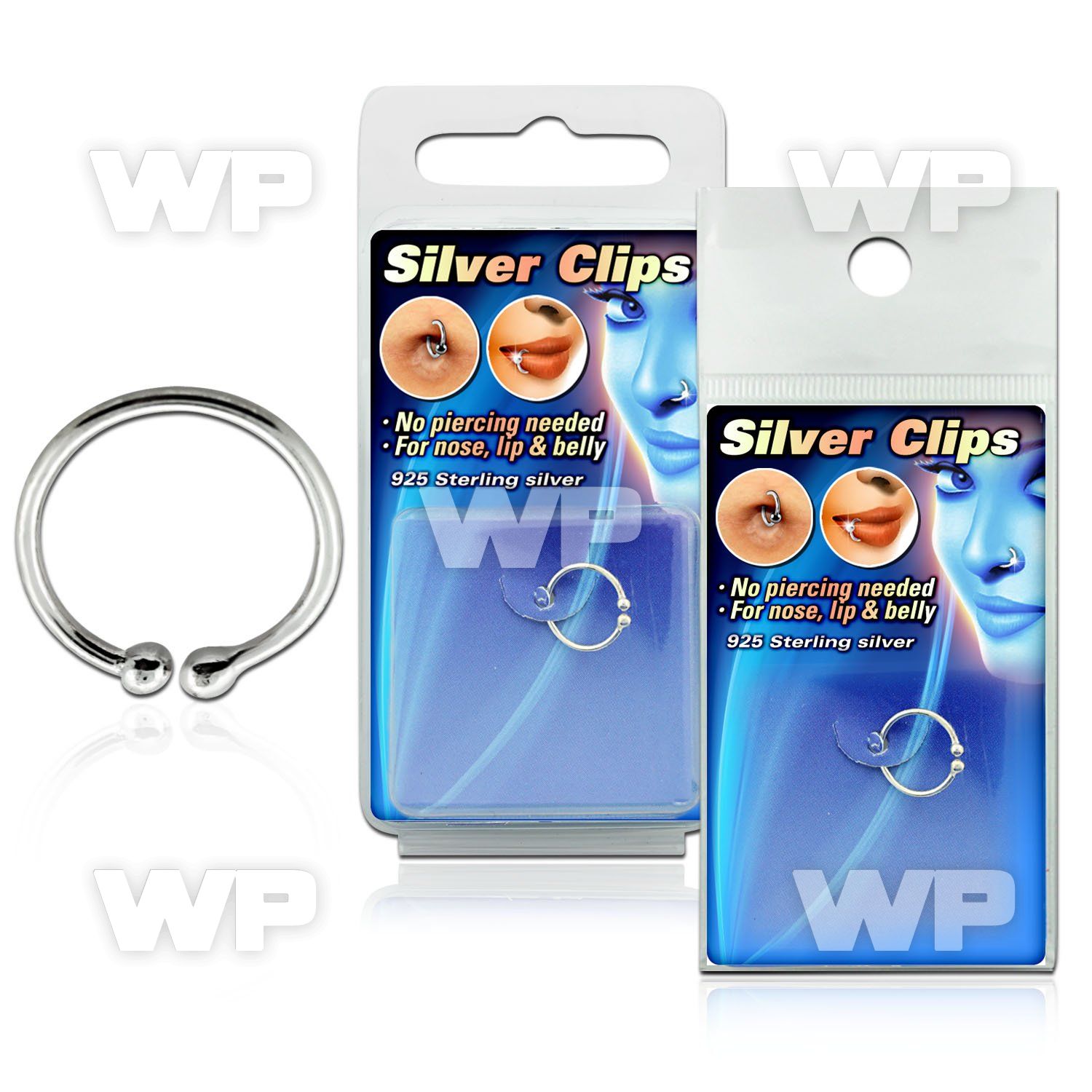 m236k fake silver 925 nose clip size 10mm belly piercing