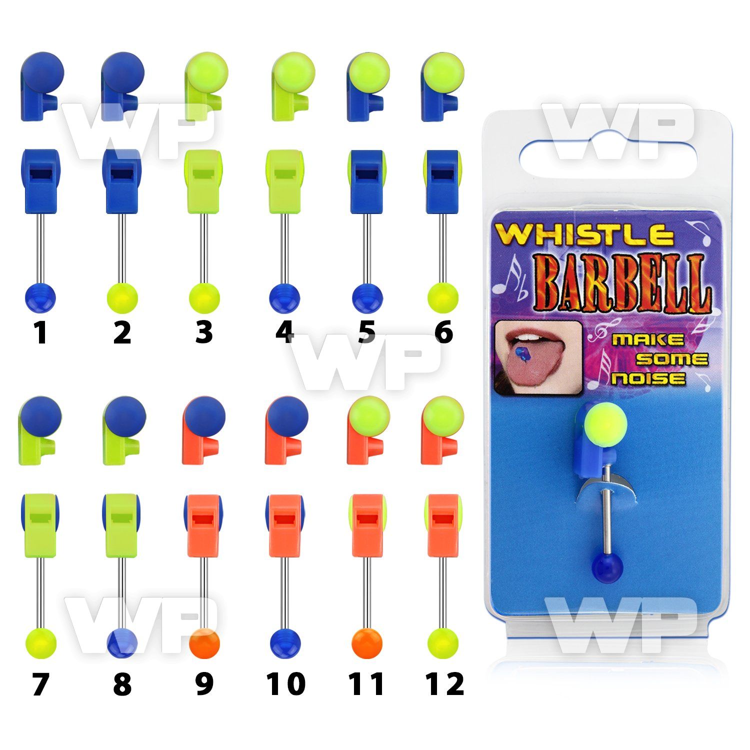 m244e blister packageglow in the dark acrylic whistle tongue tongue piercing