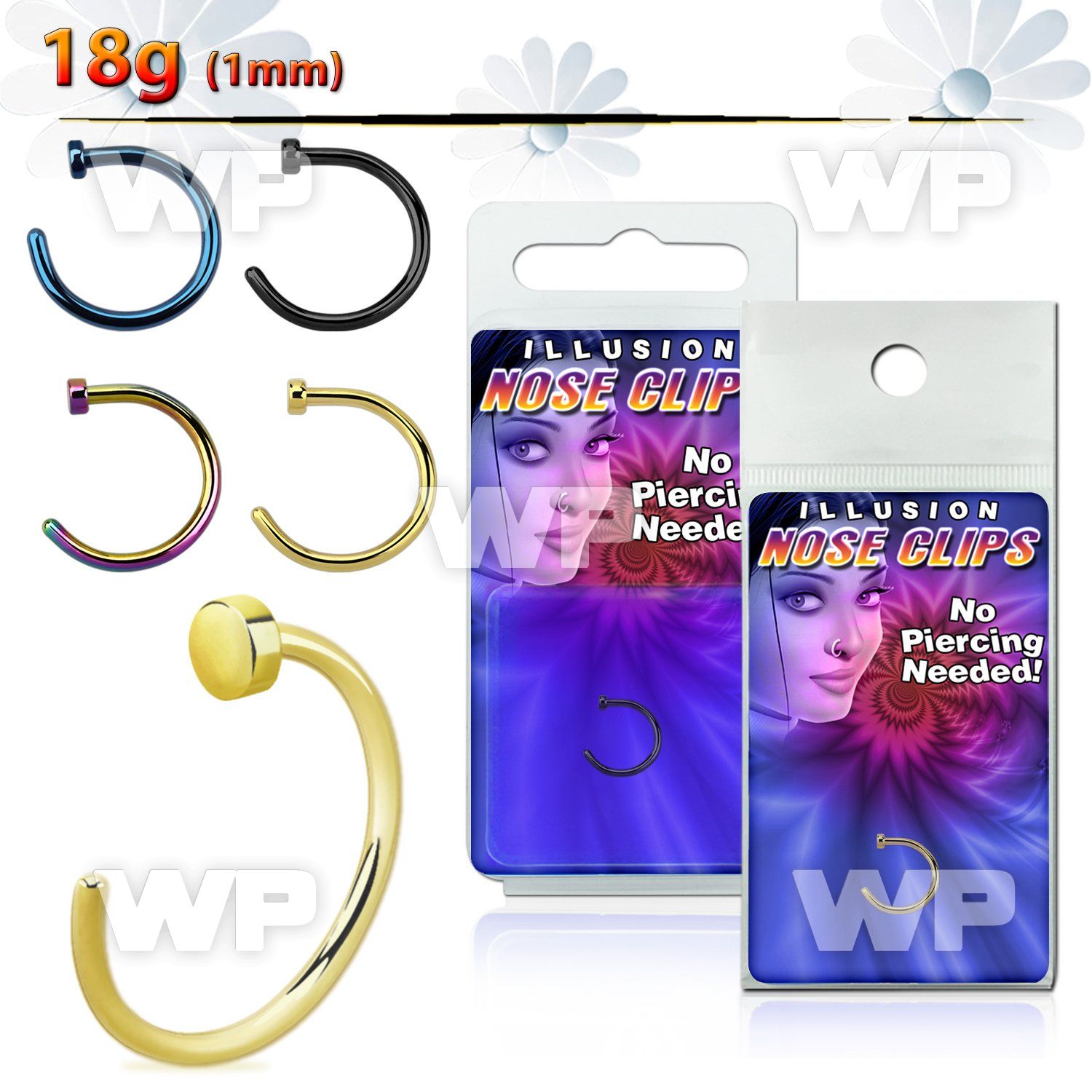 m26bru ion plated 304 stainless steel clip on nose hoop 1mm in belly piercing