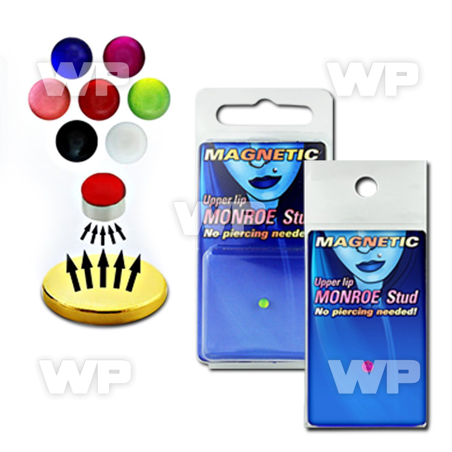 m2jak 3mm magnetic fake monroe stud uv ball belly piercing