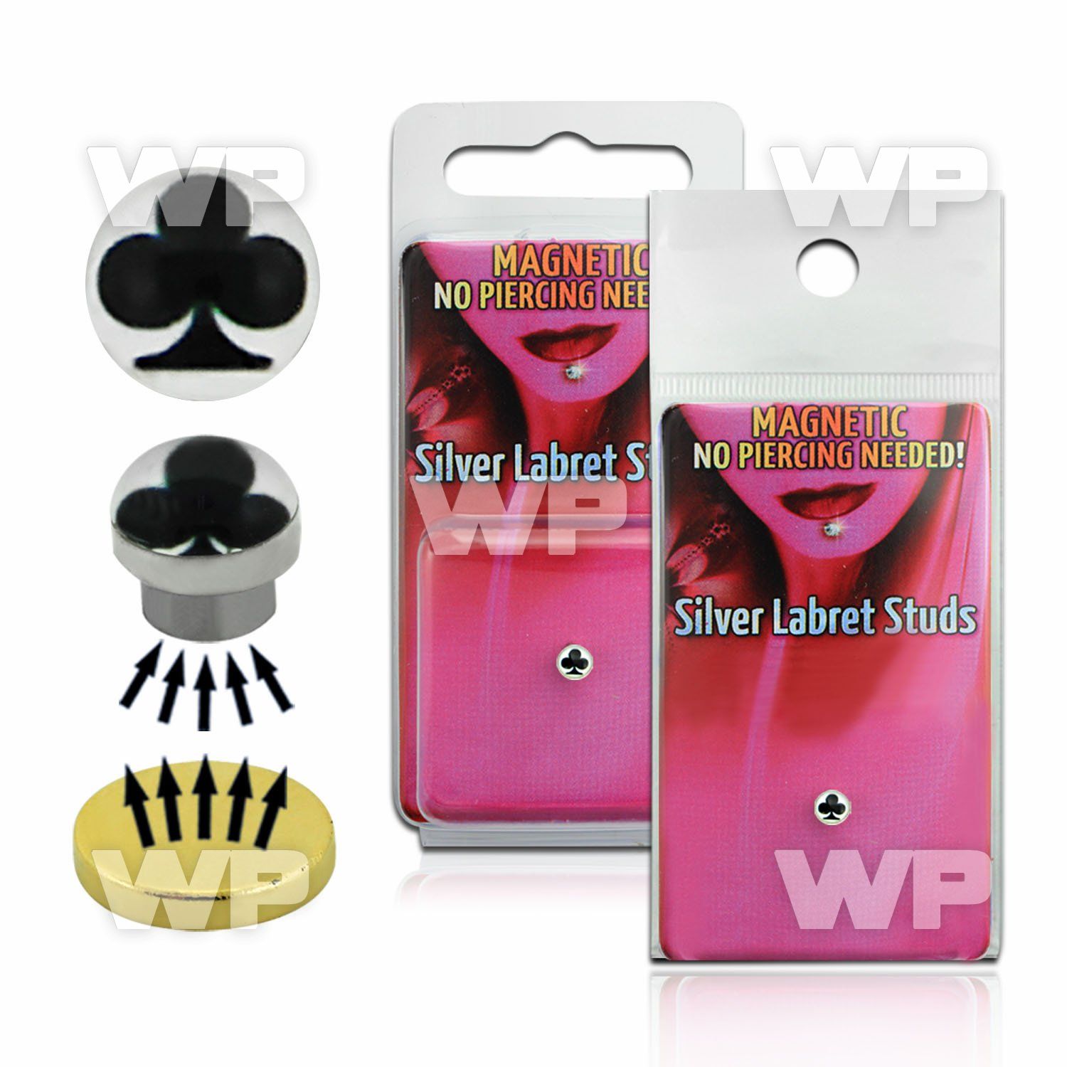 m2jbek 4mm silver 925 magnetic fake labret stud stud black playi belly piercing