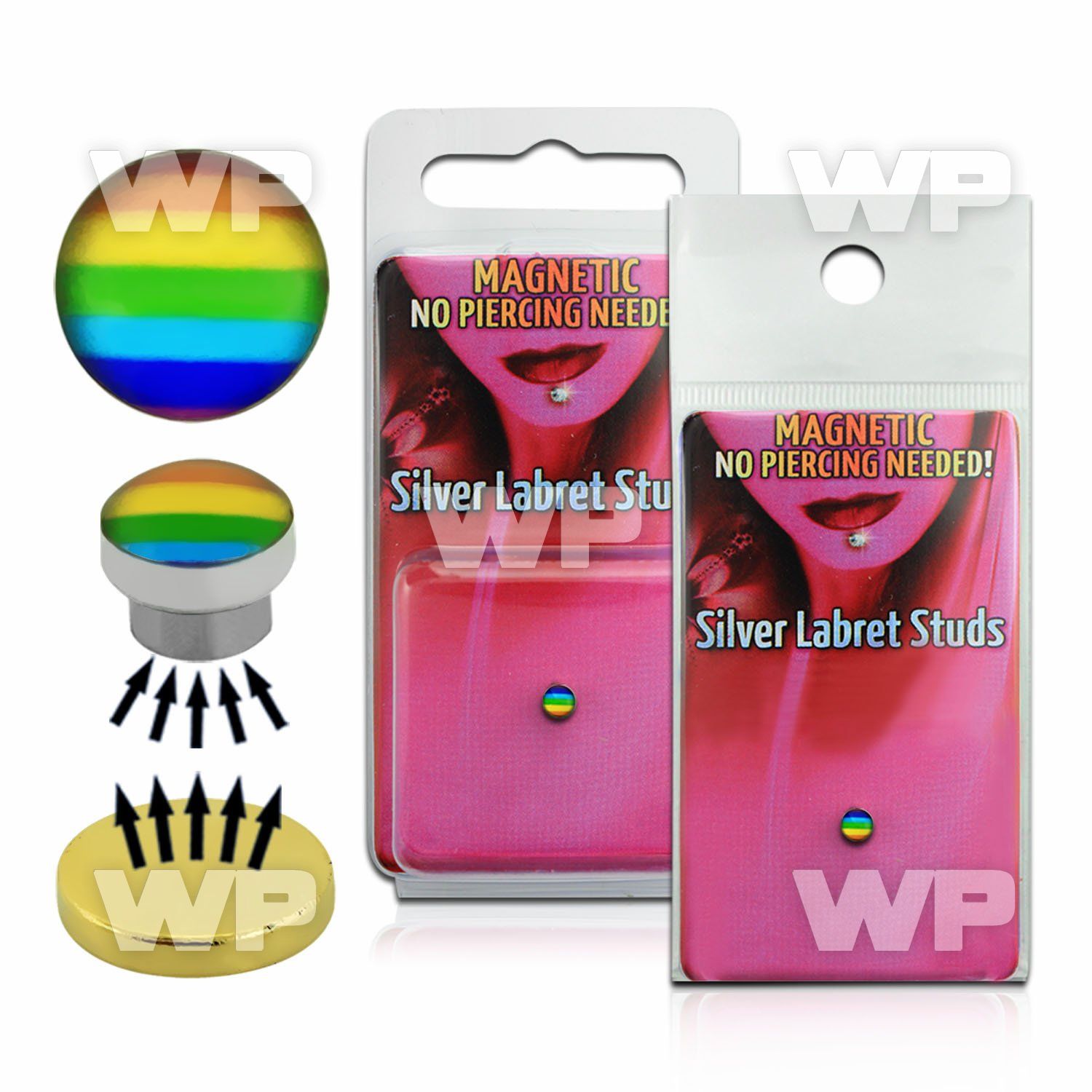 m2jbl 4mm silver 925 magnetic fake labret stud stud rainbow str belly piercing