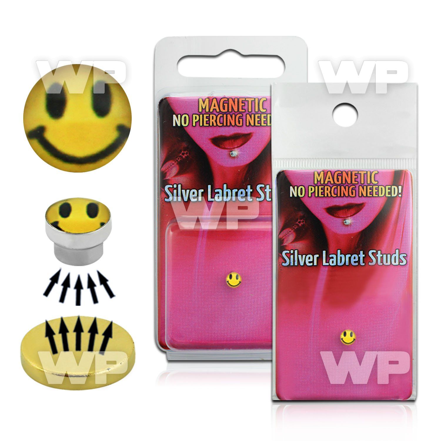 m2jbs 4mm silver 925 magnetic fake labret stud stud yellow siml belly piercing