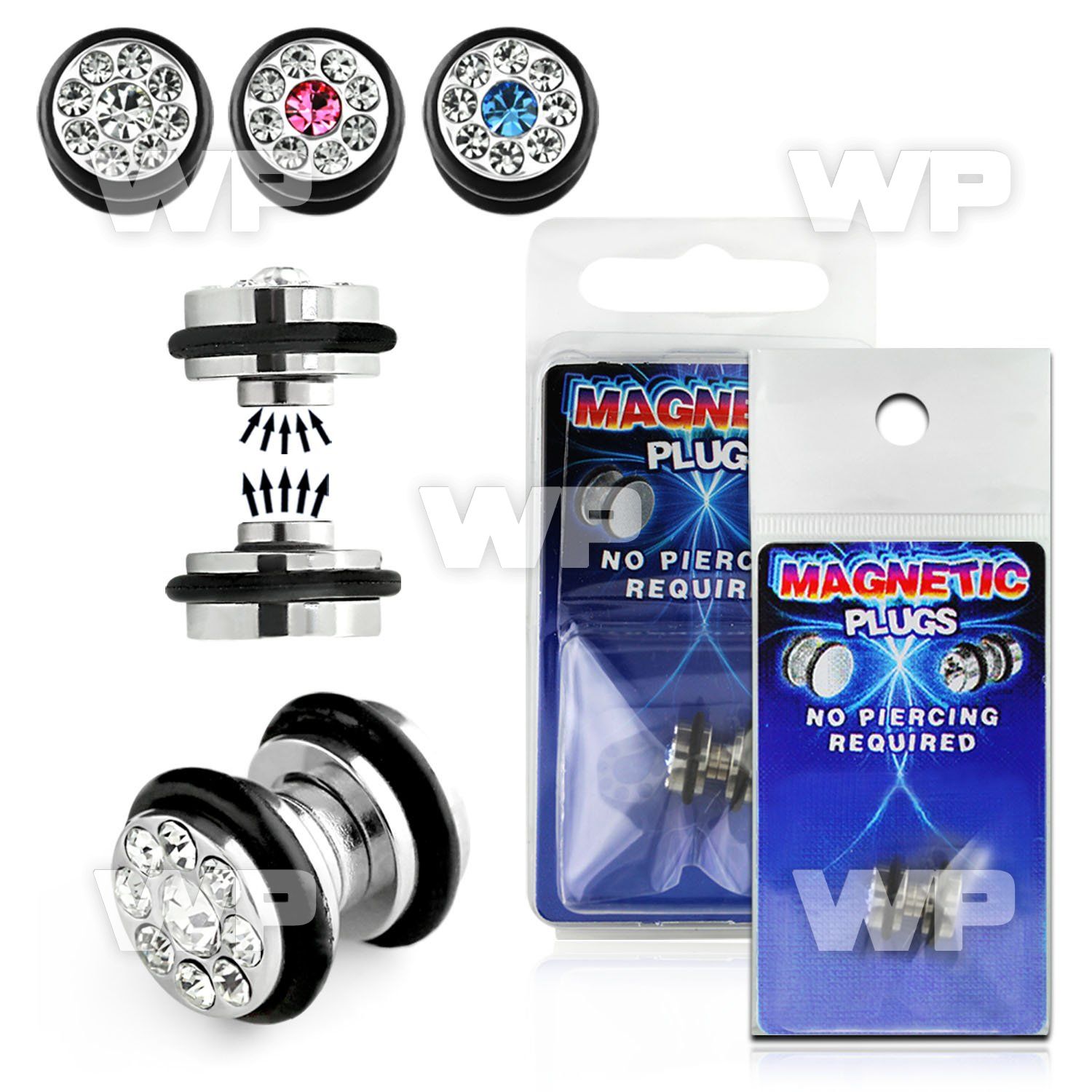 m2jm99 steel magnetic fake plup crystals o ring s size 8mm belly piercing