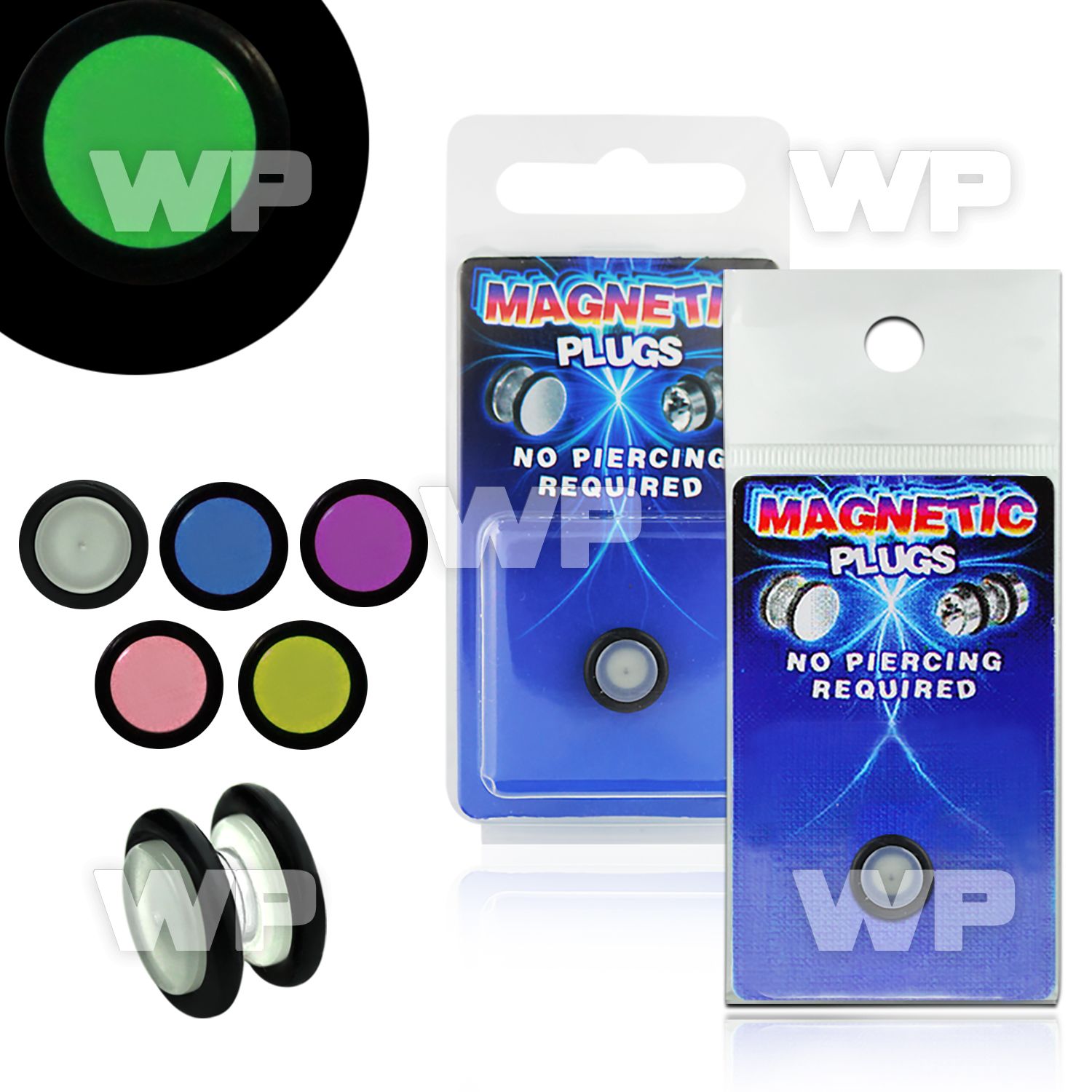 m2jm9t magnetic glow in the dark fake cheater plug o ring s size belly piercing