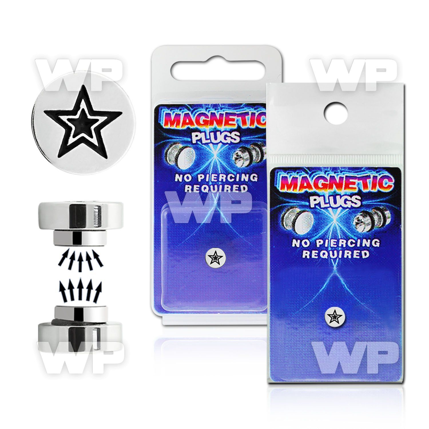 m2jmt steel magnetic fake plup star logo size 8mm belly piercing