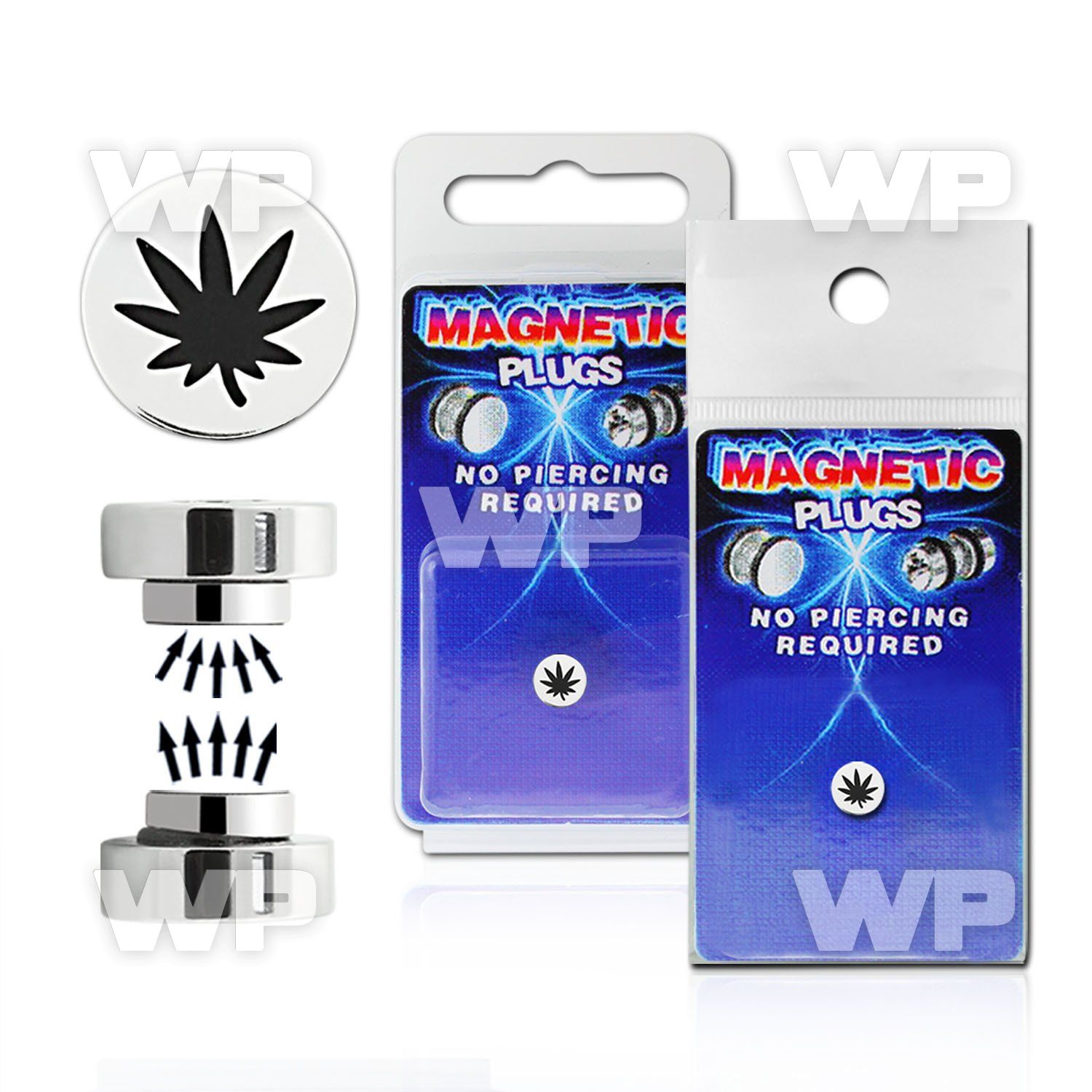 m2jmy steel magnetic fake plup marijuana logo size 8mm belly piercing