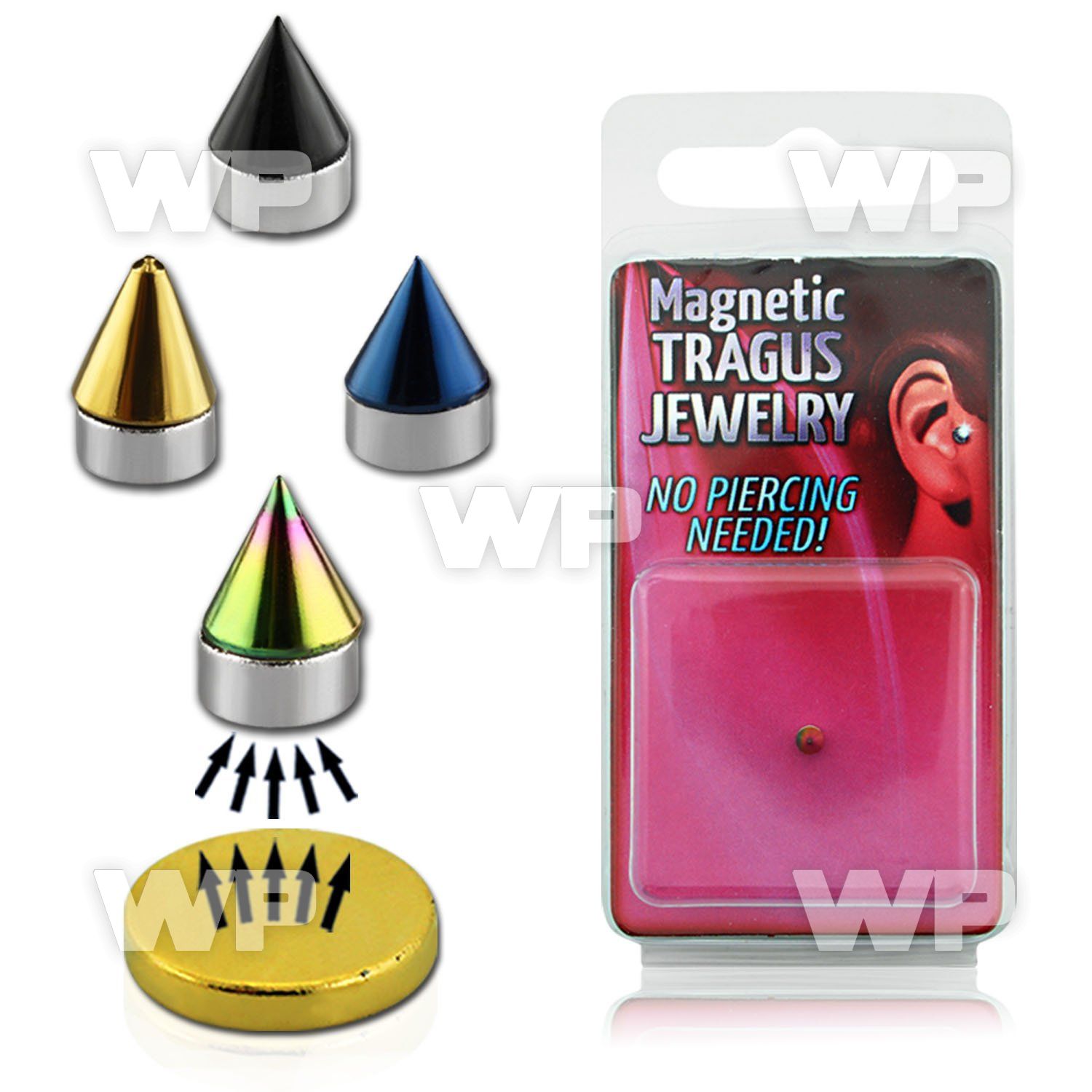 m2ri0 4mm magnetic fake ion plated cone shaped tragus stud belly piercing