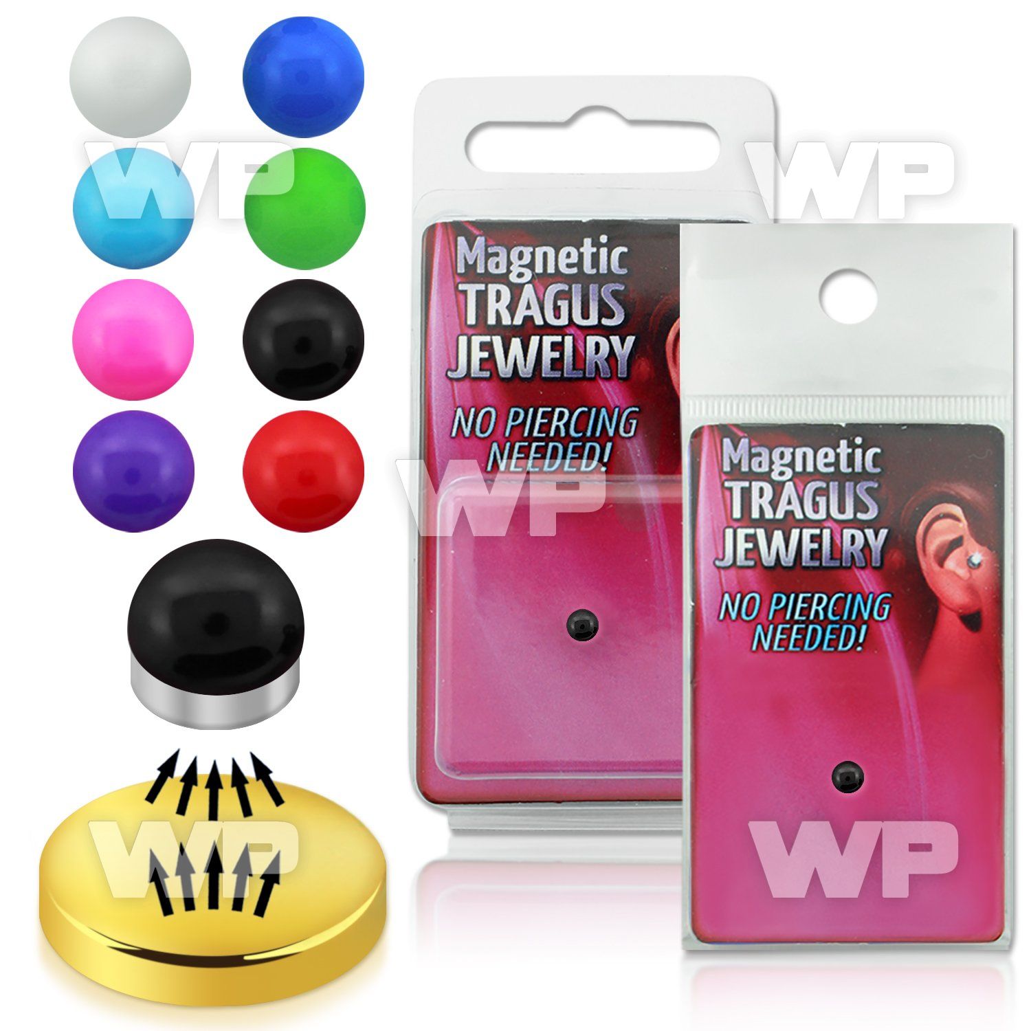 m2ri9 3mm magnetic fake tragus stud solid color acrylic ball belly piercing