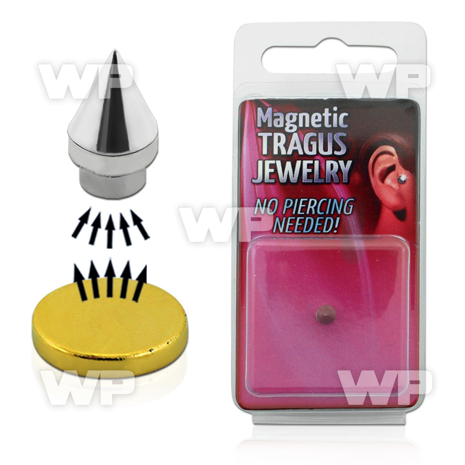 m2rik 3mm magnetic fake cone shaped tragus stud belly piercing