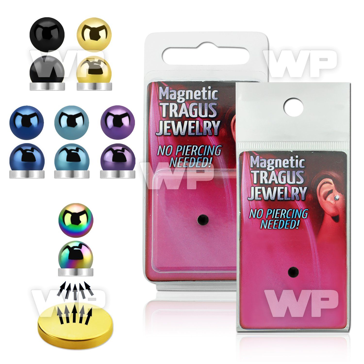 m2ris 4mm magnetic fake tragus stud ion plated half ball belly piercing