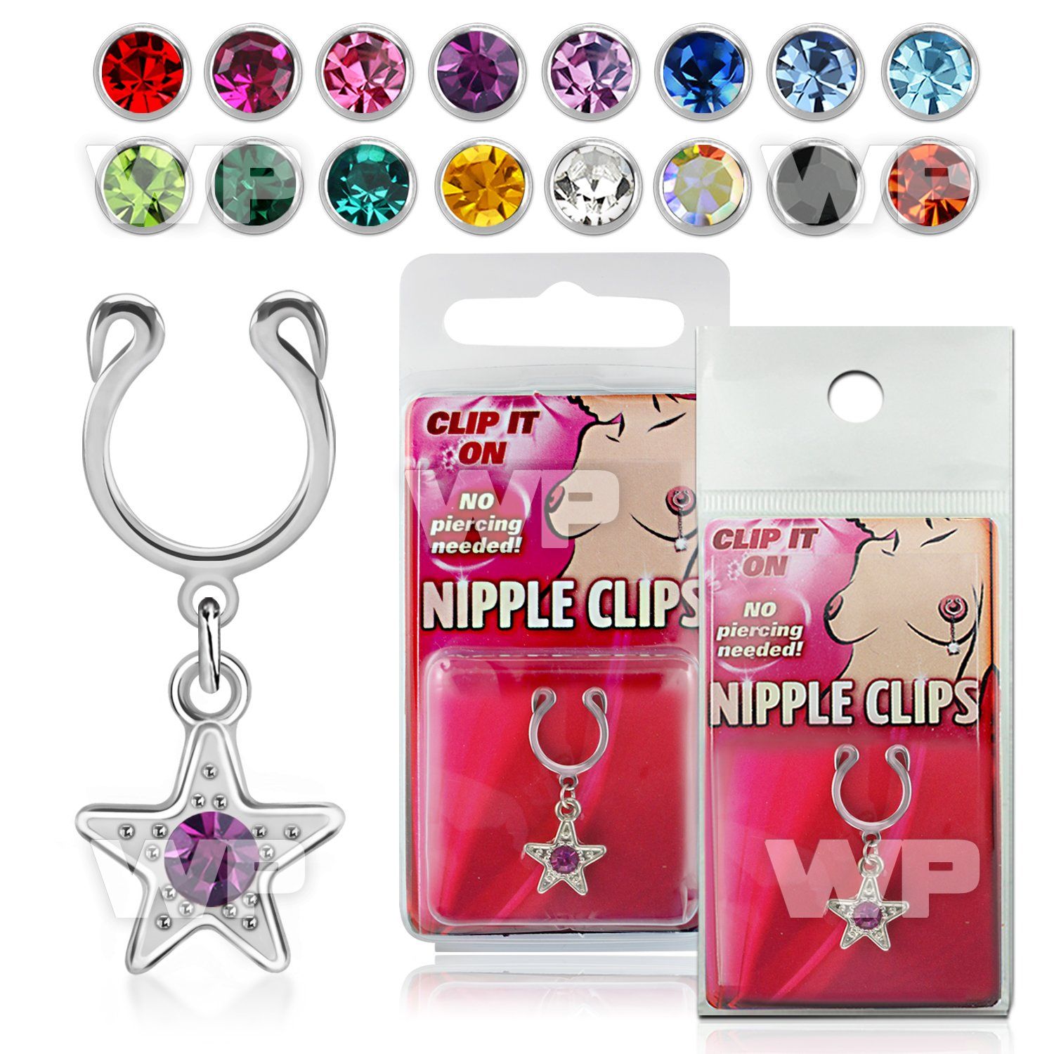 m2umzz steel nonpiercing nipple ring u shape crystal in star