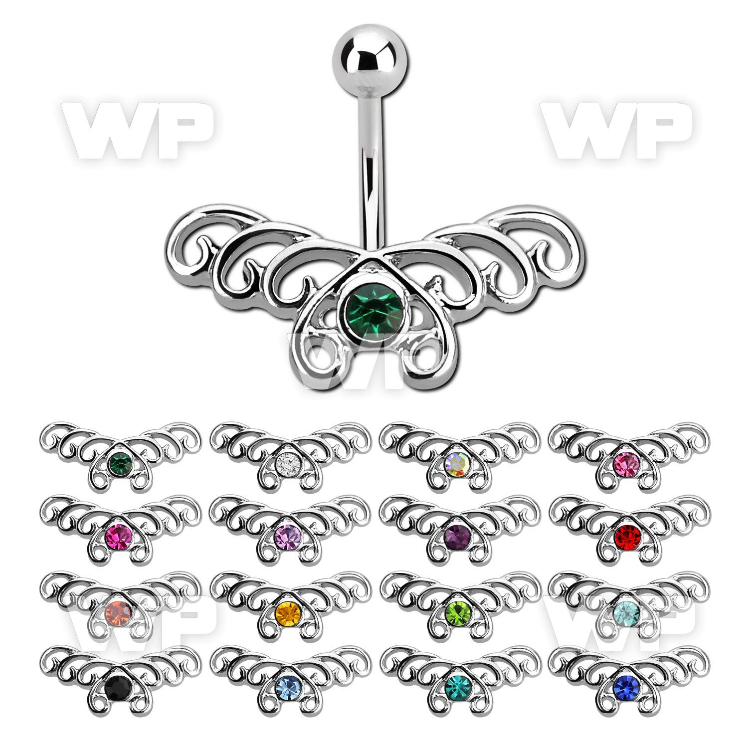 mcd493 steel belly banana w a heart shape wire butterfly design