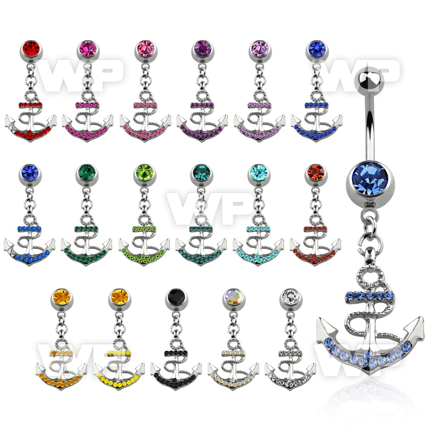 mcd540 316l steel belly banana w 8mm jewel ball anchor