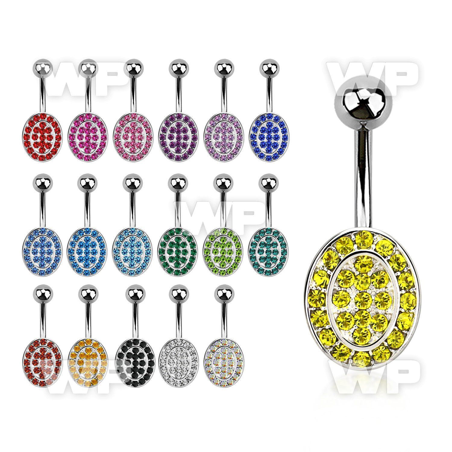 mcd752 steel belly banana w a lower part oval shape w crystals