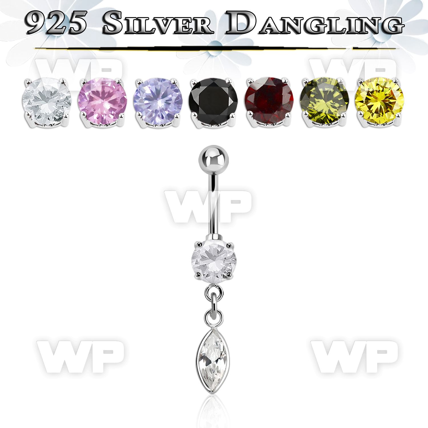 mcdvd29 steel belly banana w prong set cz marqui shaped cz